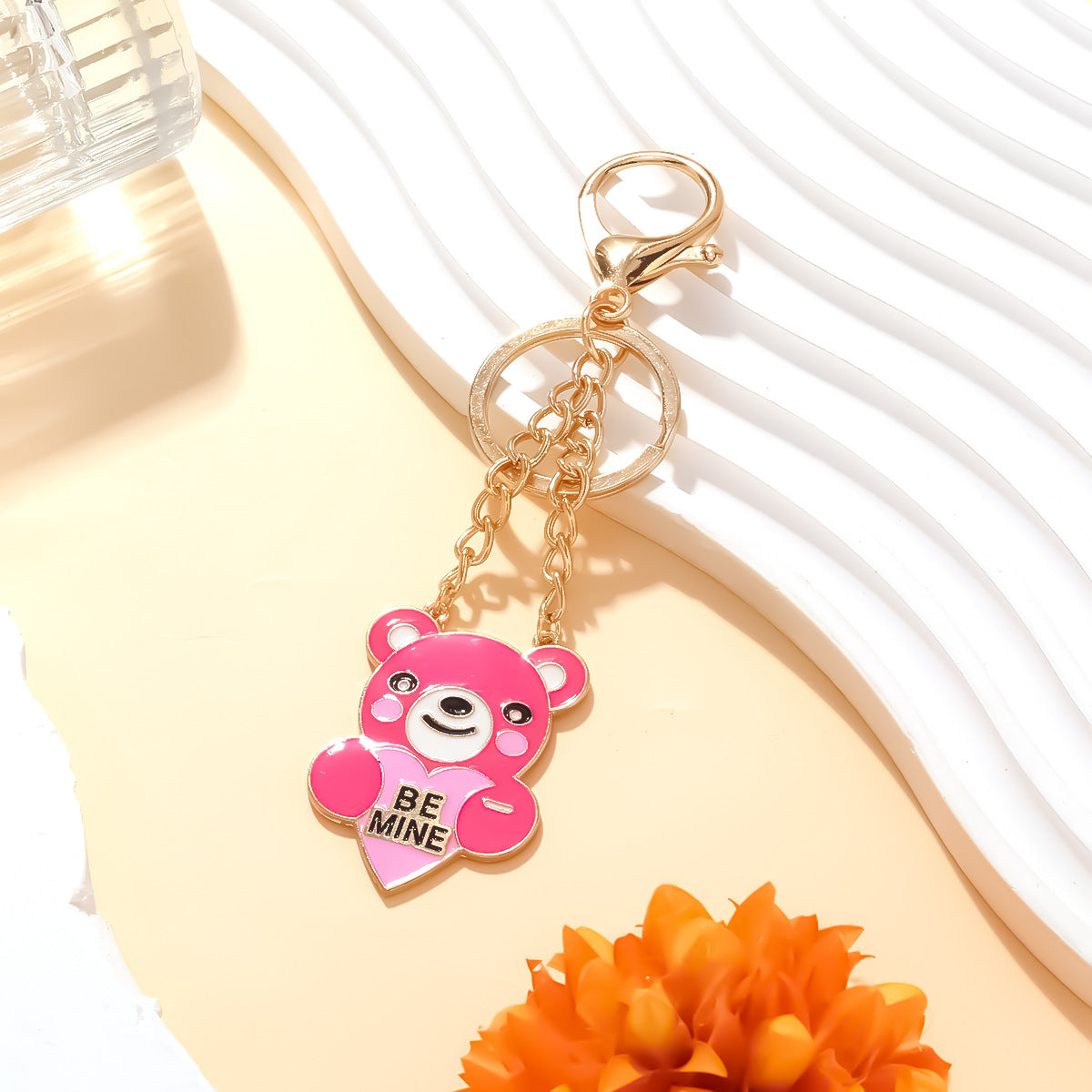 Pink Bear Pendant Keychain
