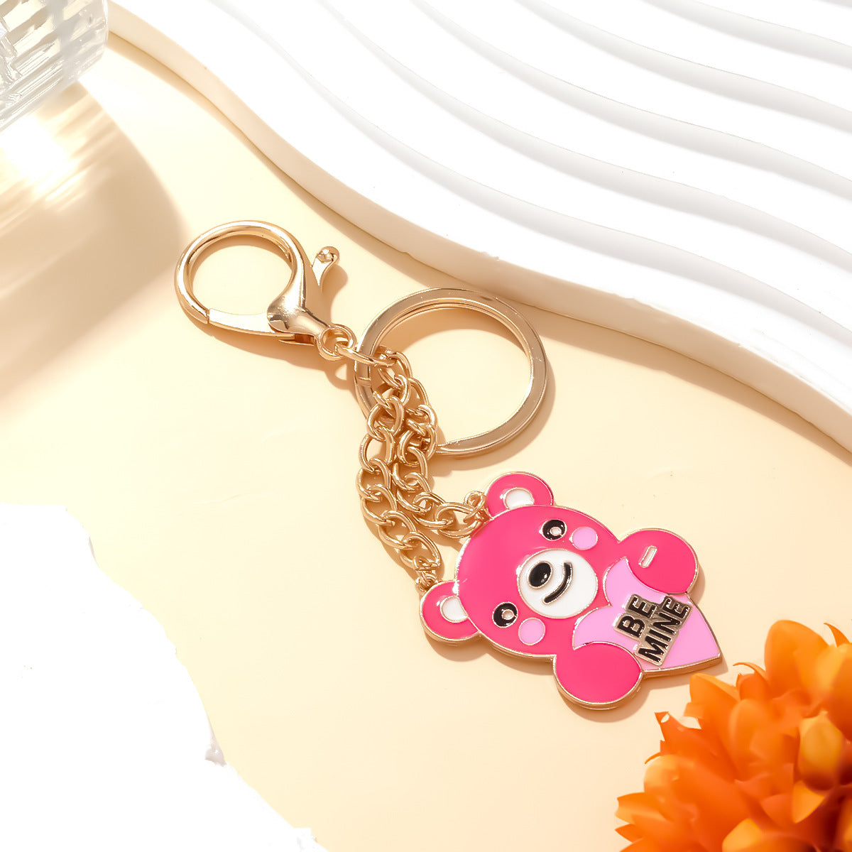 Pink Bear Pendant Keychain