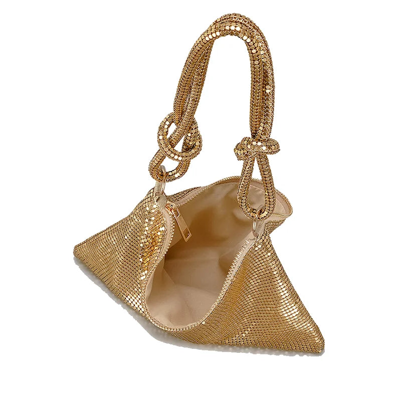 Glossy Metallic Glitter Handbag Luxury Design Delicate Clutch Phone Bag For Party Fashion Underarm Shoulder Purse - Vennus