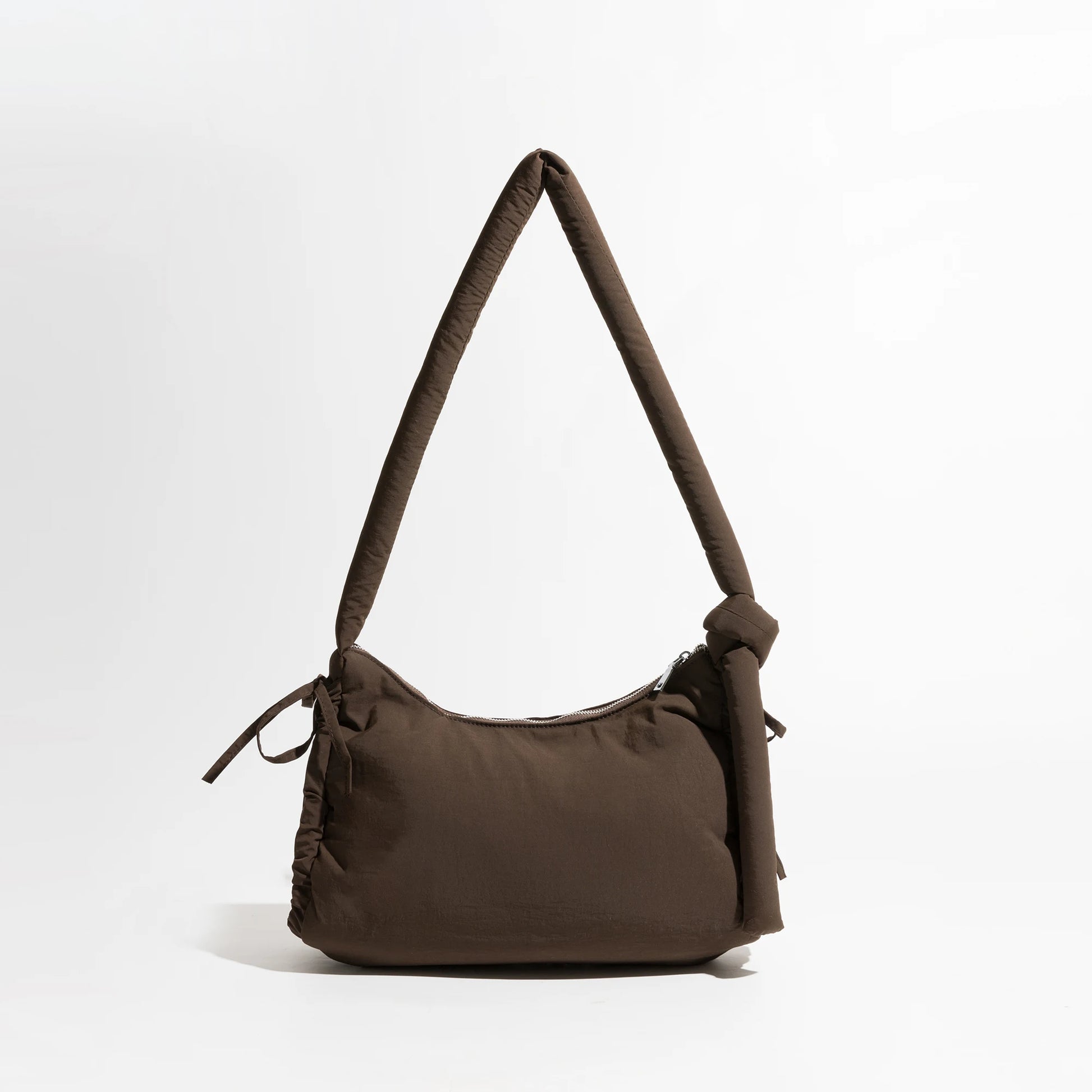 Tassel Puffer Messenger Solid Knoted Handle Cotton Sling Crossbody Purse Simple Elegant Girl's Hobo Pack - Vennus