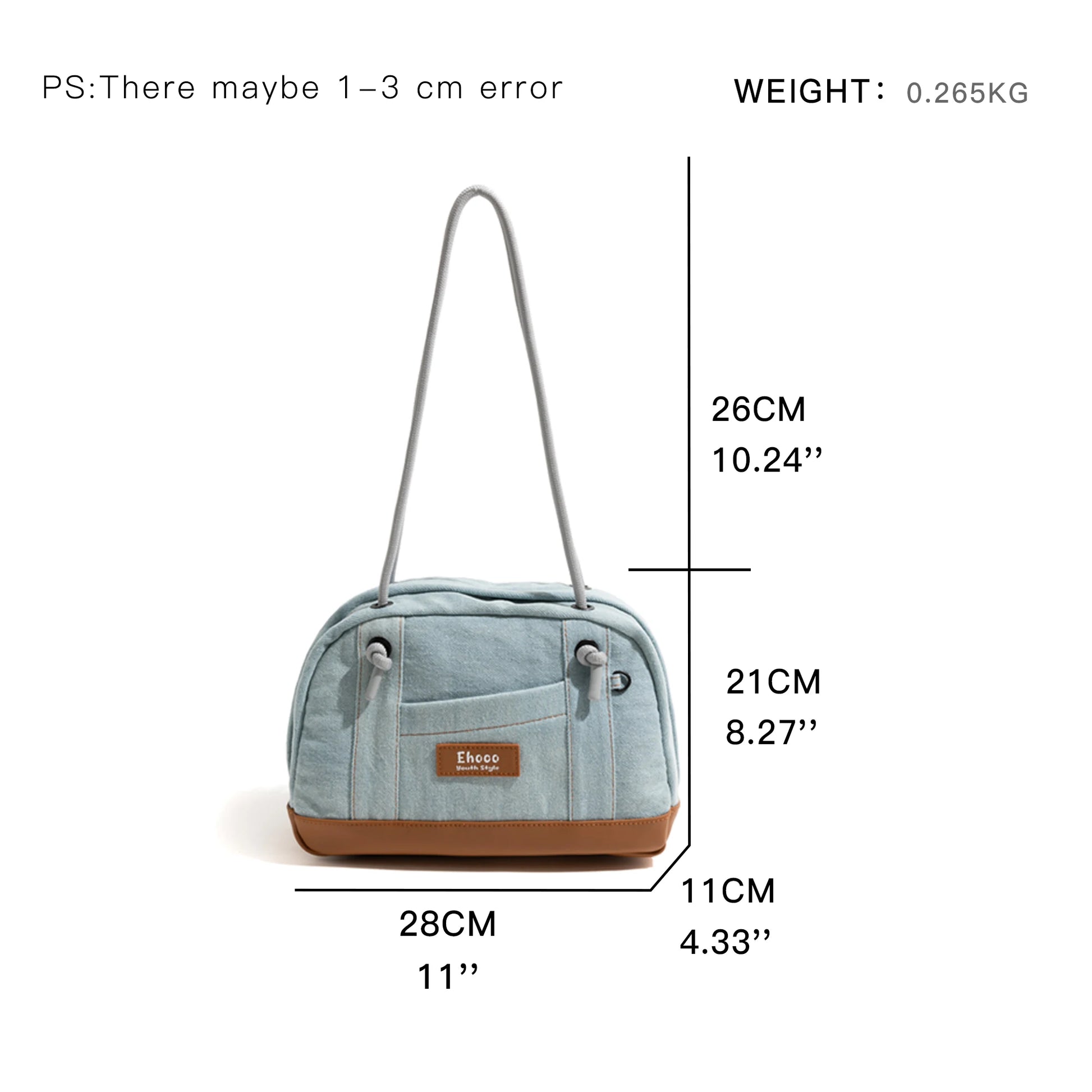 Vintage Fashion Denim Canvas Tote Handbag Drawstring Strap Design Simple Casual Shoulder Bag Boston Medium Purse - Vennus