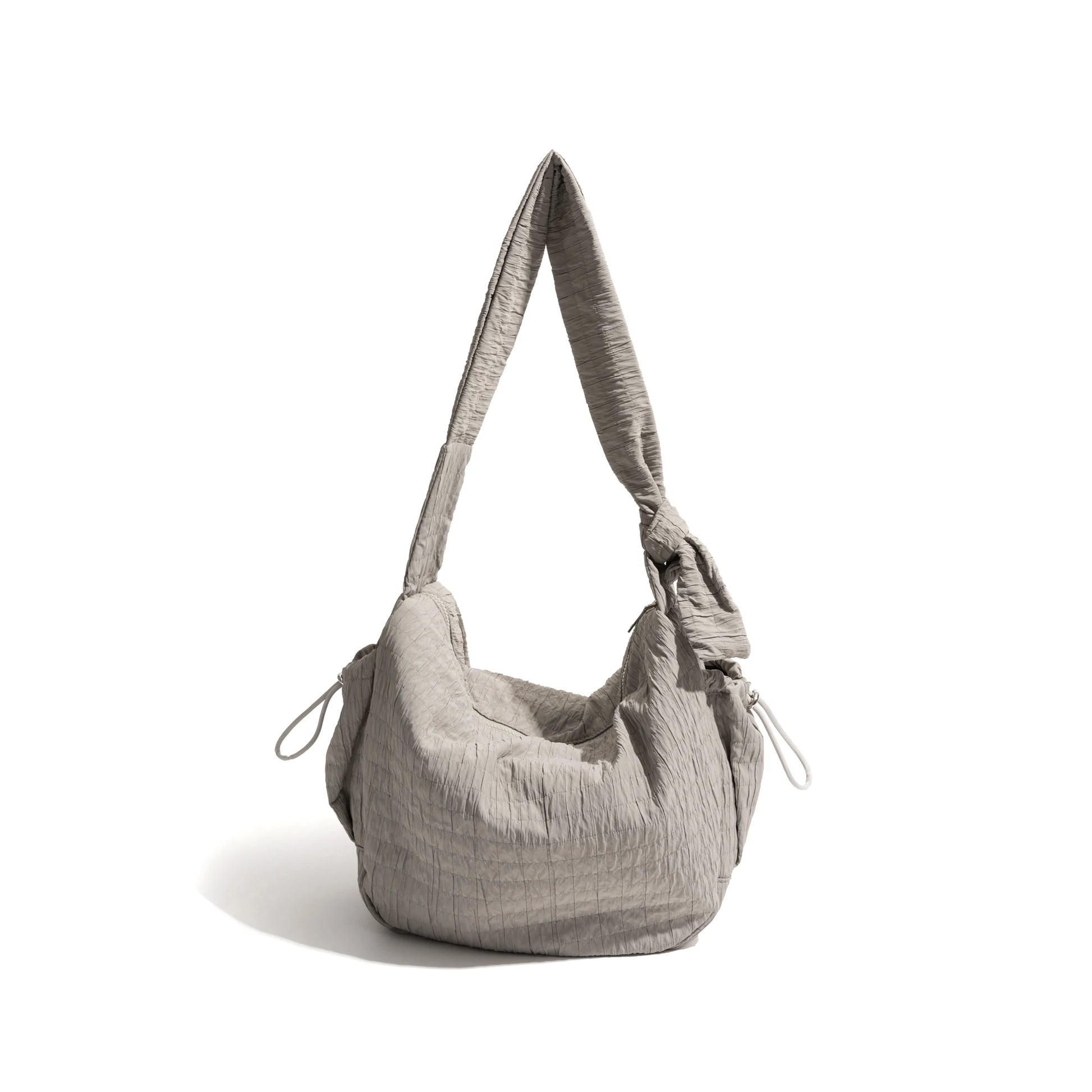 Nylon Pleated Knot Crossbody Phone Bag Lightweight Casual Satchel with Drawstring Pocket - Vennus