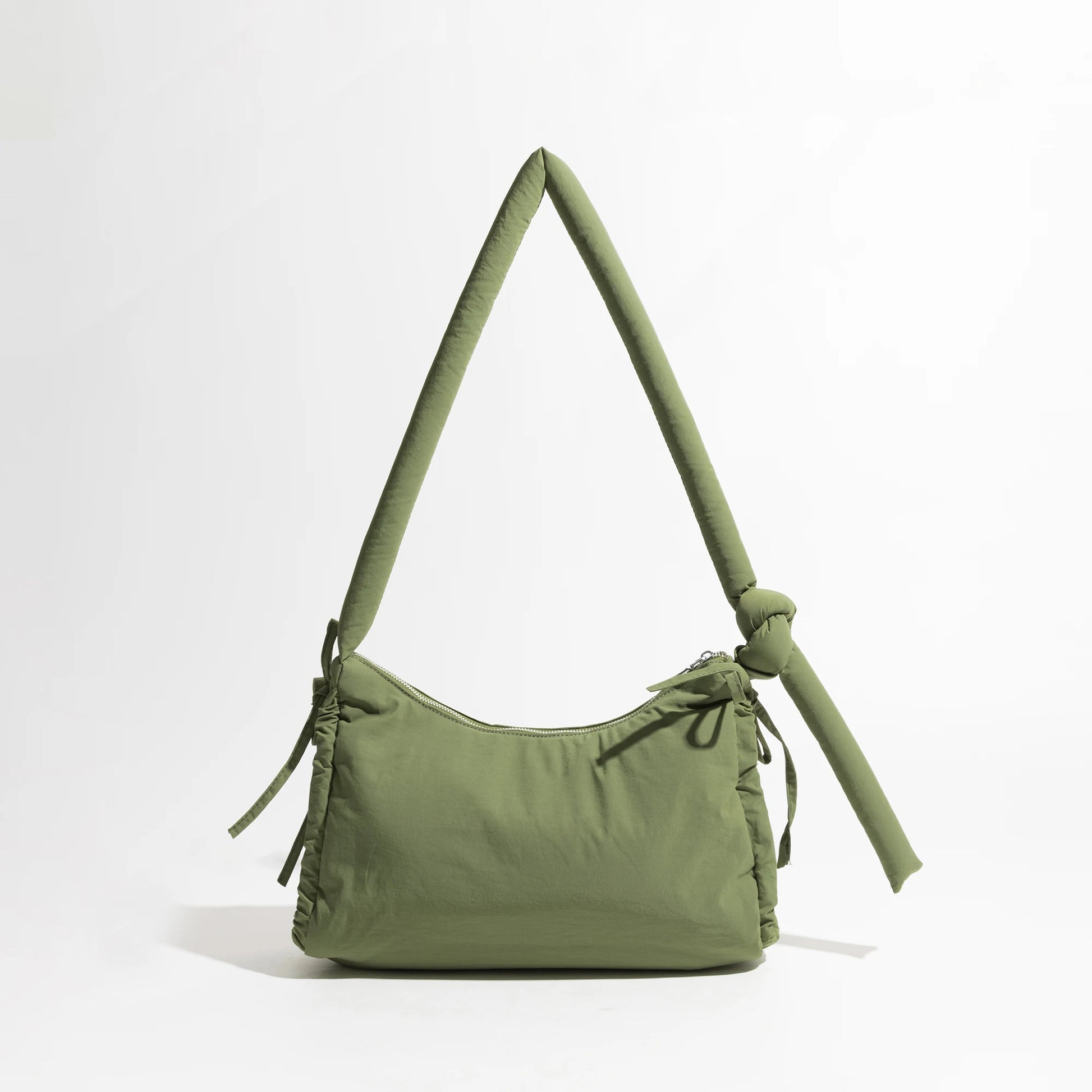 Tassel Puffer Messenger Solid Knoted Handle Cotton Sling Crossbody Purse Simple Elegant Girl's Hobo Pack - Vennus