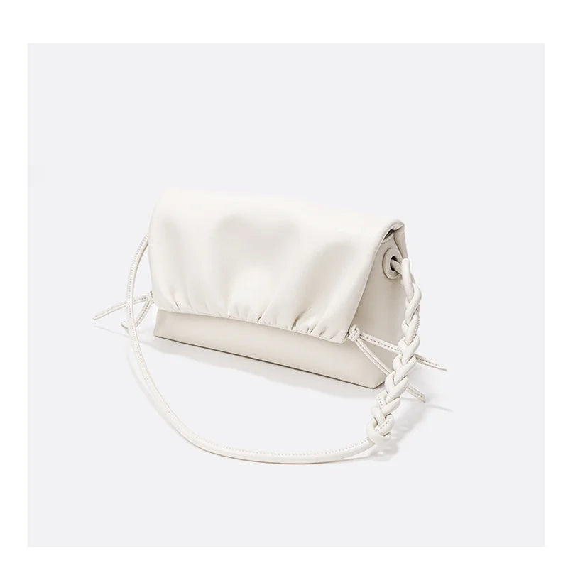 Pleated Fashion Tote Genuine Leather Luxury Design Crossbody Purser Shoudler Bag - Vennus