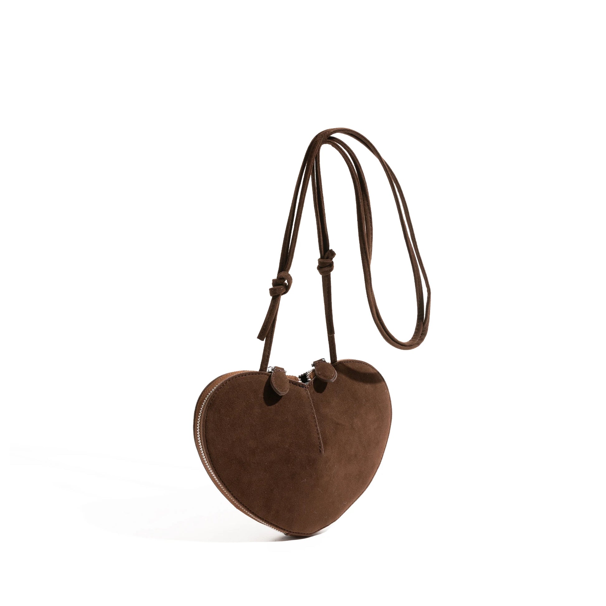 Faux Suede Vintage Heart Shape Crossbody Bag  Bohemian Fashion Purse Luxury Casual Small Phone Bag - Vennus