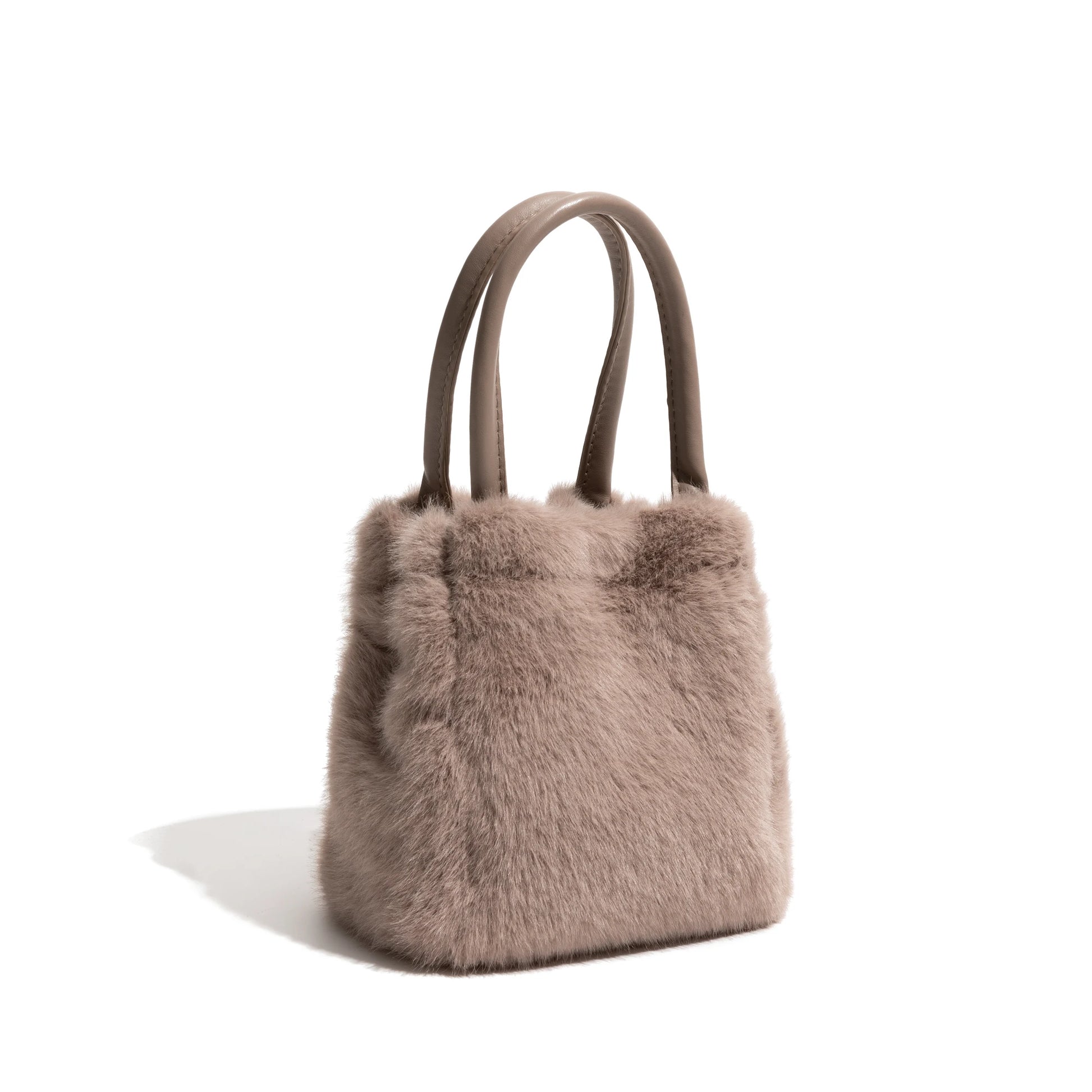 Plush Fluffy Tote Handbag Faux Purse Leather Handle Stylish Crossbody - Vennus