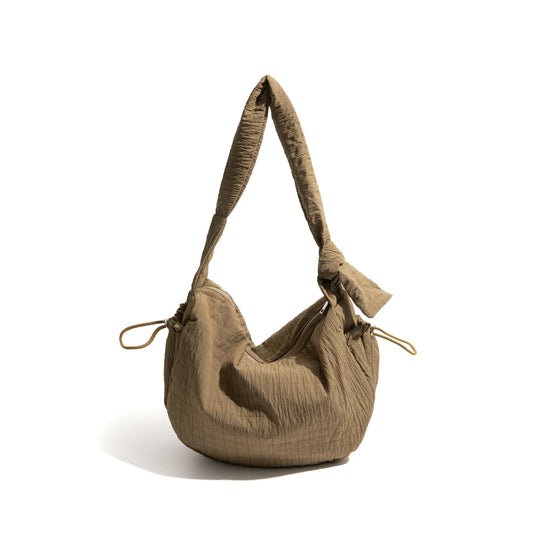 Nylon Pleated Knot Crossbody Phone Bag Lightweight Casual Satchel with Drawstring Pocket - Vennus