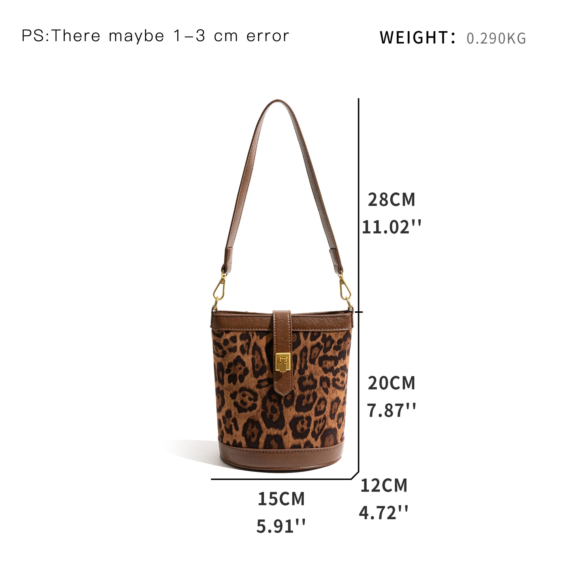 Retro Leopard Print Messenger Bucket Casual Shoulder Bag - Vennus