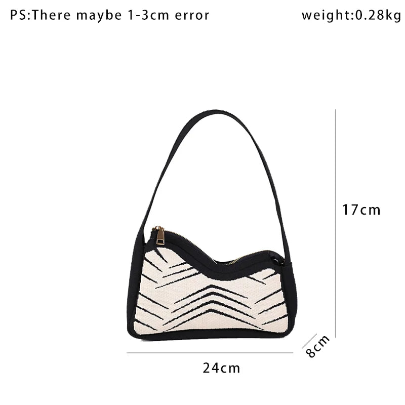 Striped Underarm Hobo Handbag Phone Luxury Design Shoulder Purse Ladies Shopping Satchel Small Bag - Vennus