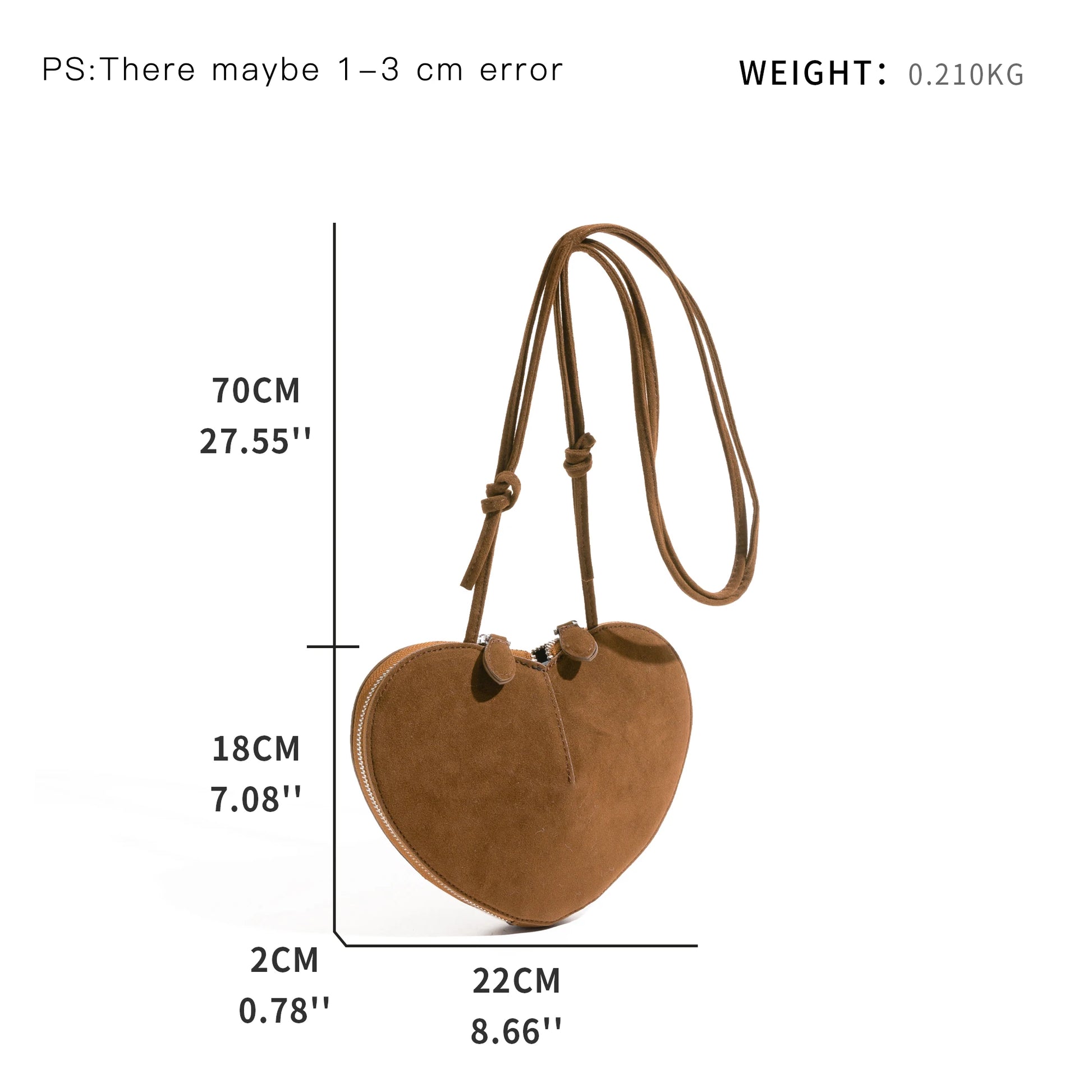 Faux Suede Vintage Heart Shape Crossbody Bag  Bohemian Fashion Purse Luxury Casual Small Phone Bag - Vennus