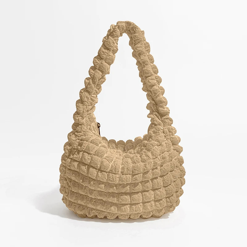 Quilted Puff Bubble Hobo Lightweight Pleated Handbag Travel Grocery Shoulder Purse - Vennus