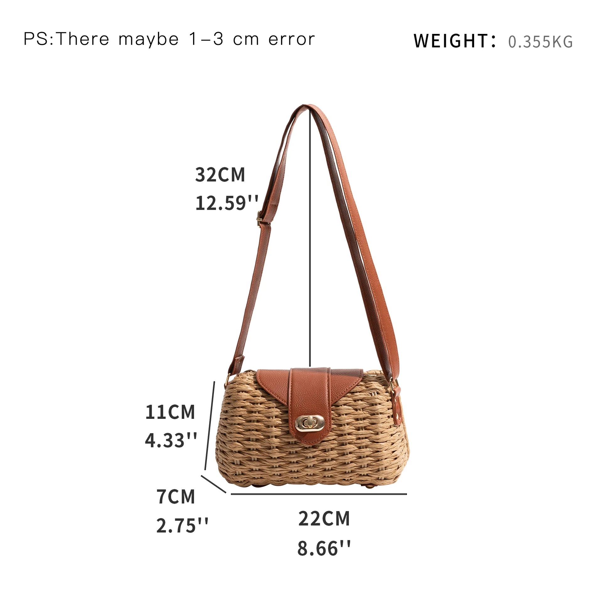 Straw Woven Crossbody Strap Wallet Retro Beach Shoulder Tote Bag - Vennus