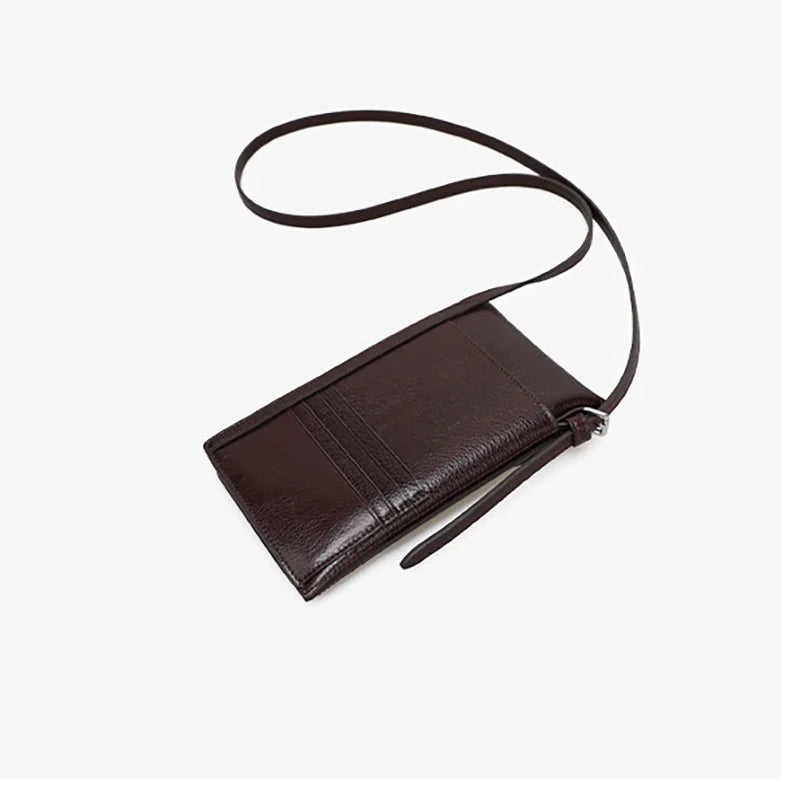 Vintage Genuine Leather Phone Bag  Luxury Women's Shoulder Purse with Delicate Hardware Stylish Crossbody Small Bag - Vennus