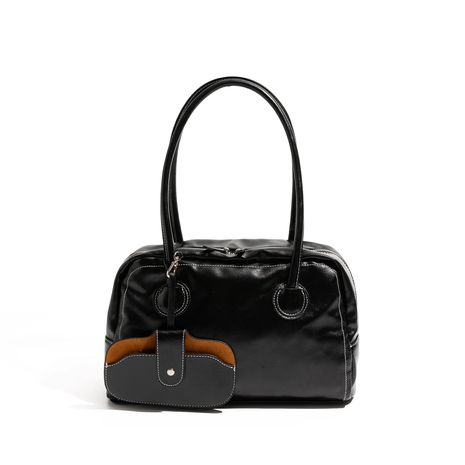 Retro PU Leather Bowling Square Tote Luxury Design Stylish Underarm Shoulder Purse - Vennus