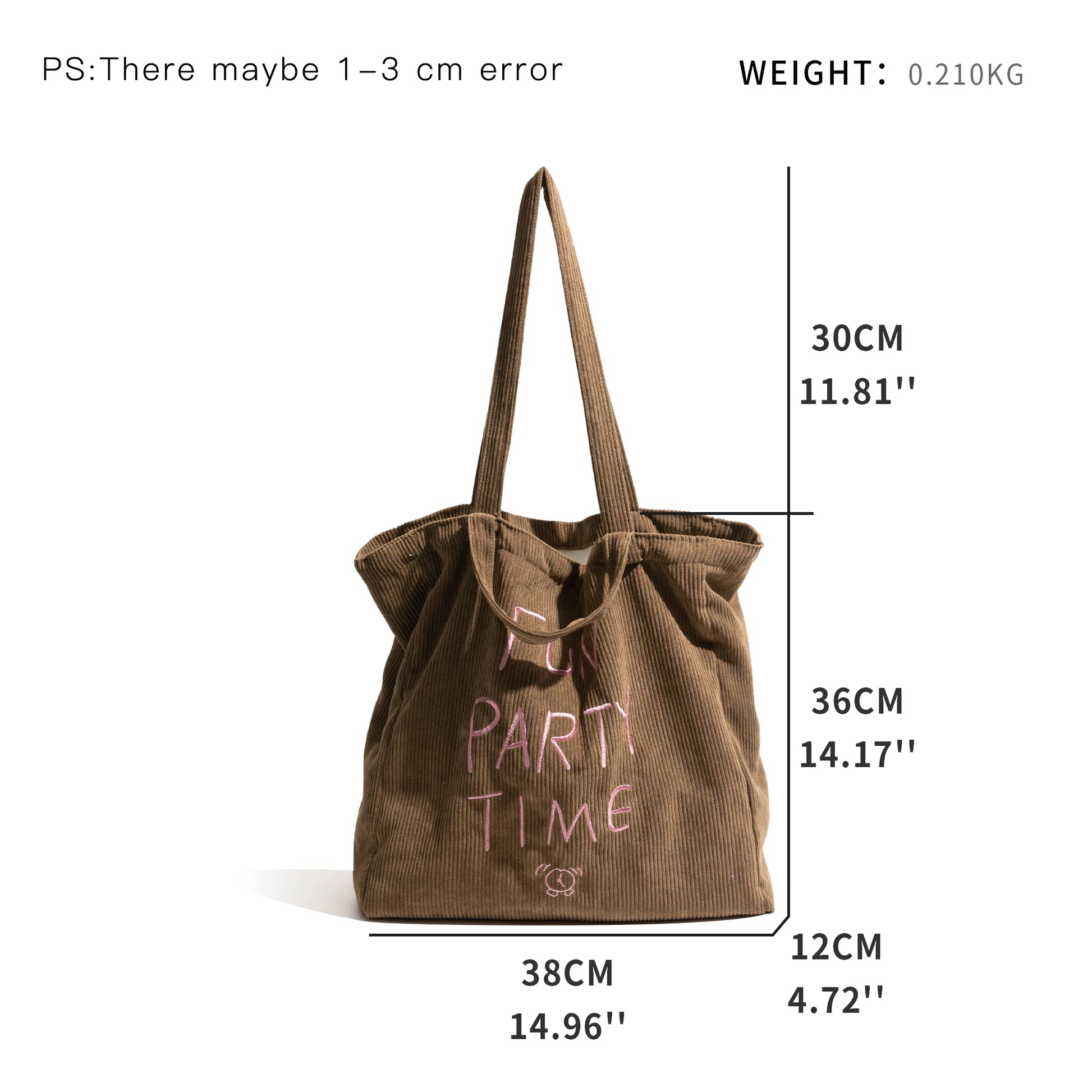 Corduroy Tote Shoulder Bag Shopping Purse - Vennus