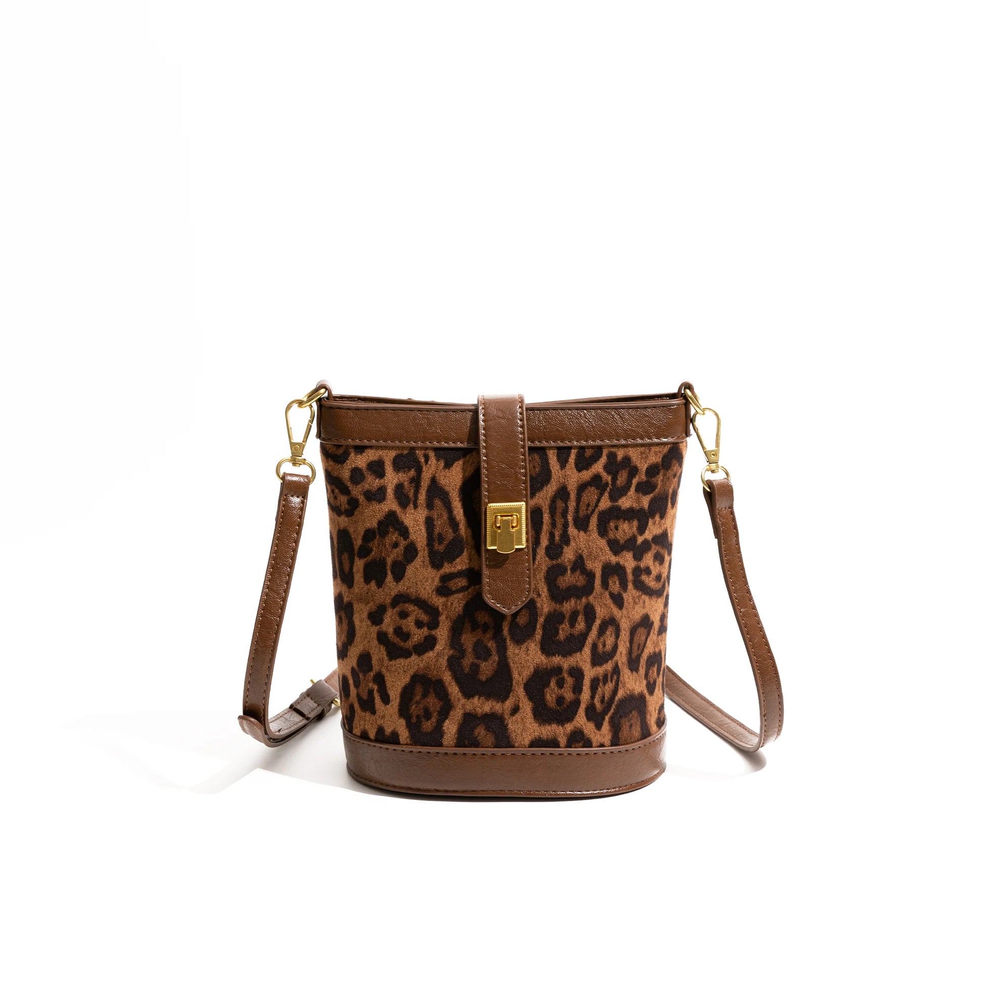 Retro Leopard Print Messenger Bucket Casual Shoulder Bag - Vennus