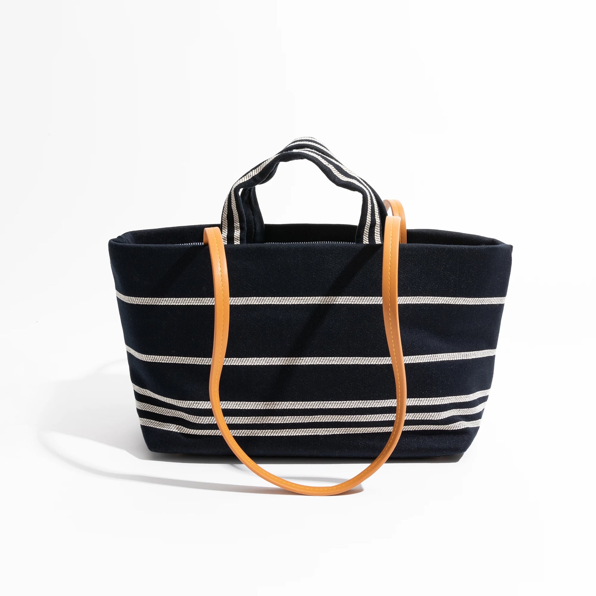 Vintage Striped Canvas Tote Handbag Rectangular Travel Simple Fashion Shoulder Large Bag Purse - Vennus
