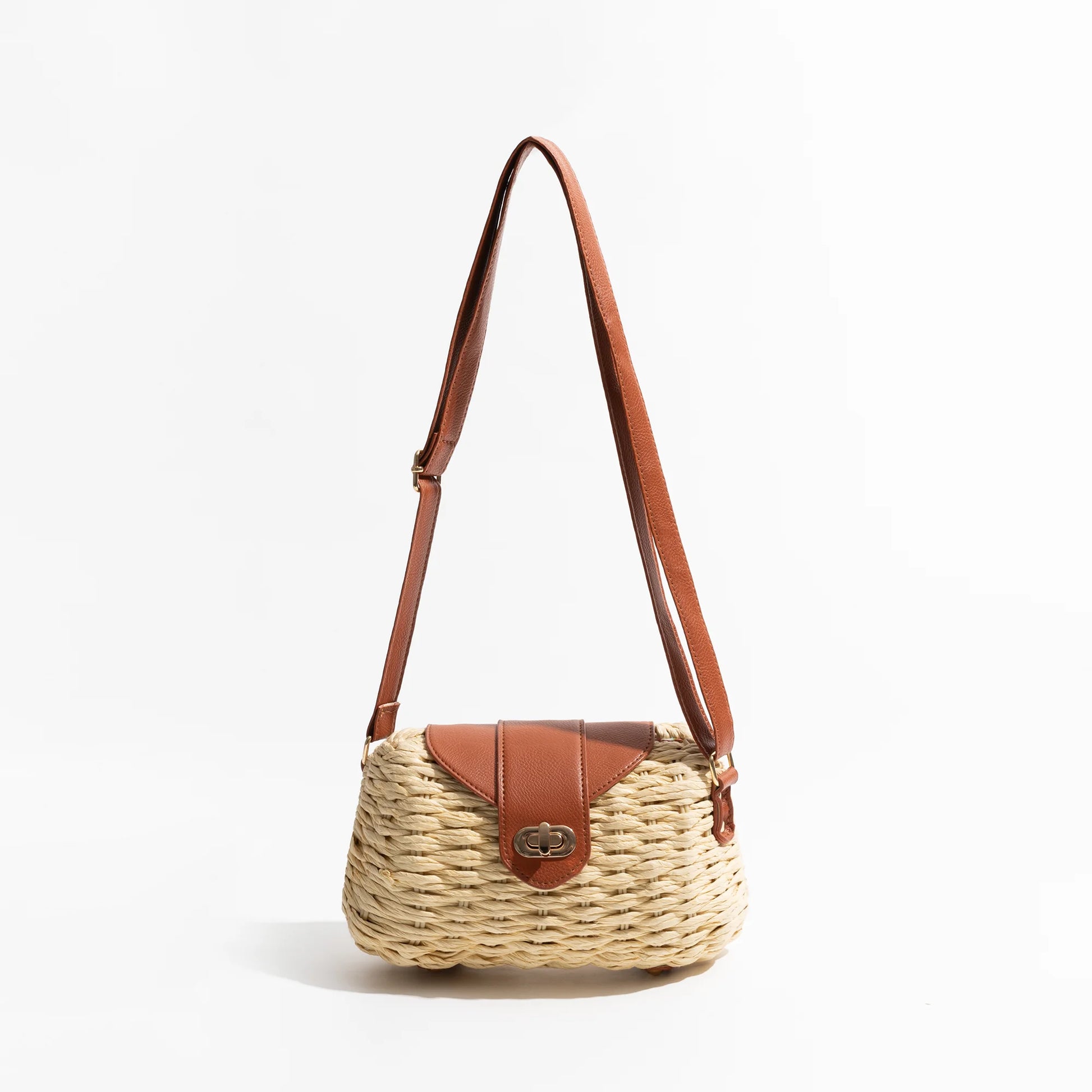 Straw Woven Crossbody Strap Wallet Retro Beach Shoulder Tote Bag - Vennus