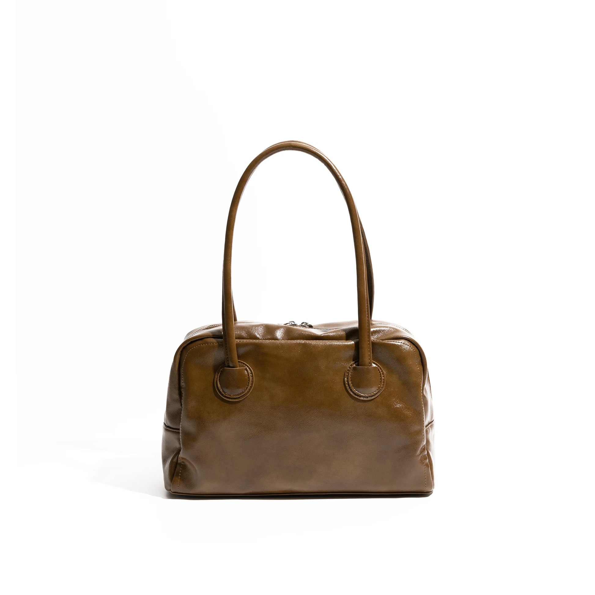 Retro PU Leather Bowling Square Tote Luxury Design Stylish Underarm Shoulder Purse - Vennus