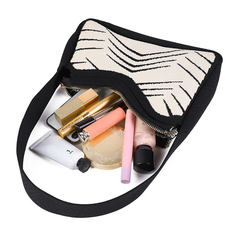 Striped Underarm Hobo Handbag Phone Luxury Design Shoulder Purse Ladies Shopping Satchel Small Bag - Vennus