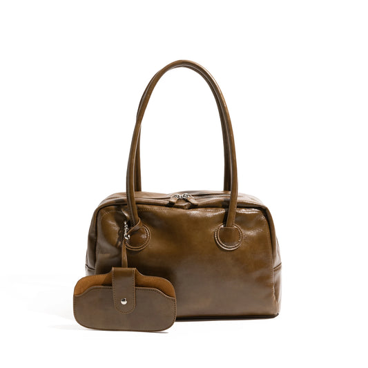 Retro PU Leather Bowling Square Tote Luxury Design Stylish Underarm Shoulder Purse - Vennus