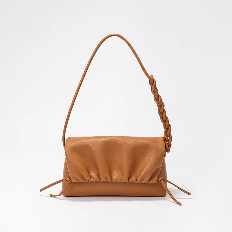 Pleated Fashion Tote Genuine Leather Luxury Design Crossbody Purser Shoudler Bag - Vennus
