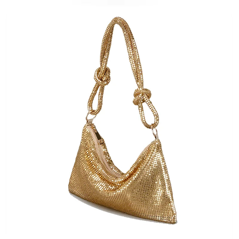 Glossy Metallic Glitter Handbag Luxury Design Delicate Clutch Phone Bag For Party Fashion Underarm Shoulder Purse - Vennus