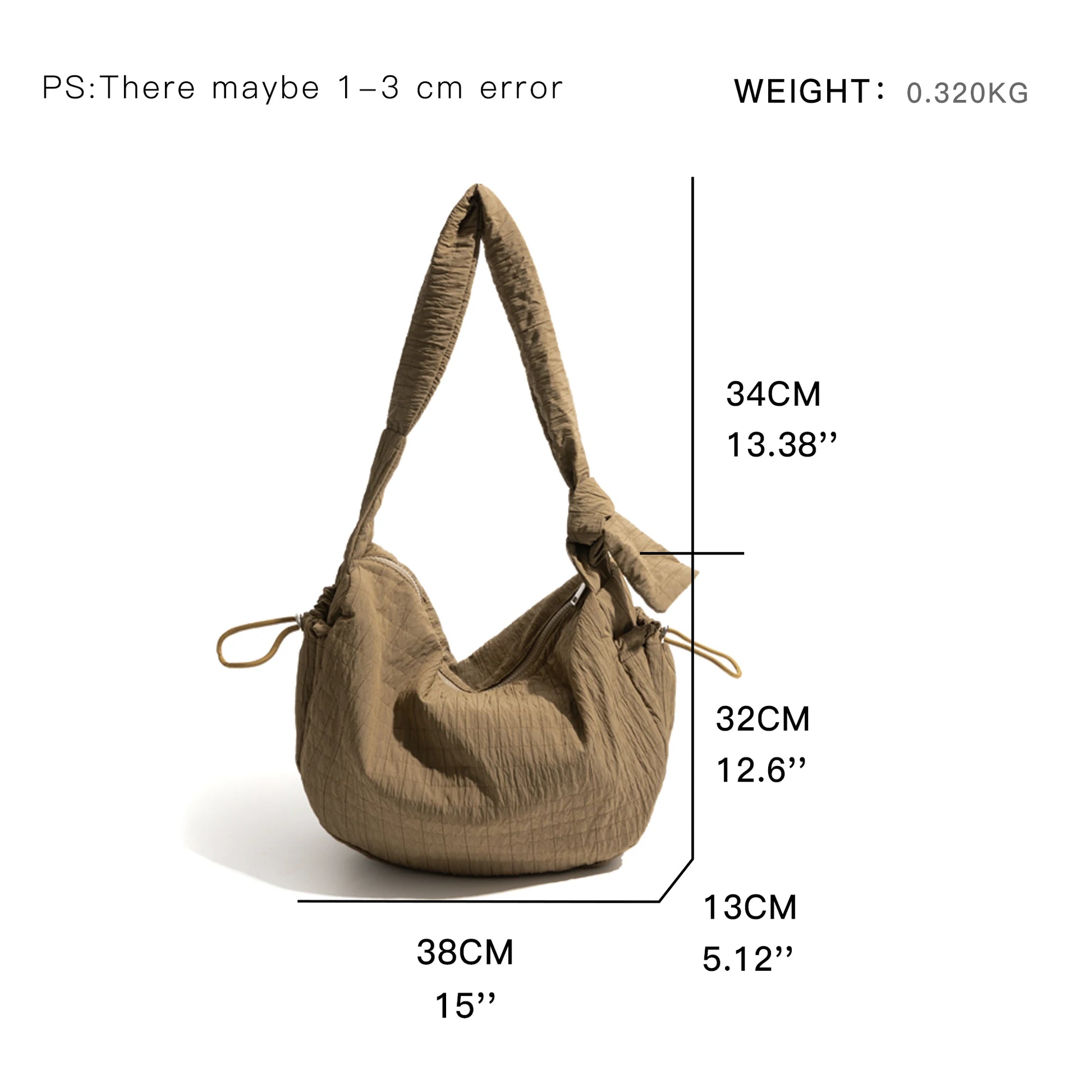 Nylon Pleated Knot Crossbody Phone Bag Lightweight Casual Satchel with Drawstring Pocket - Vennus