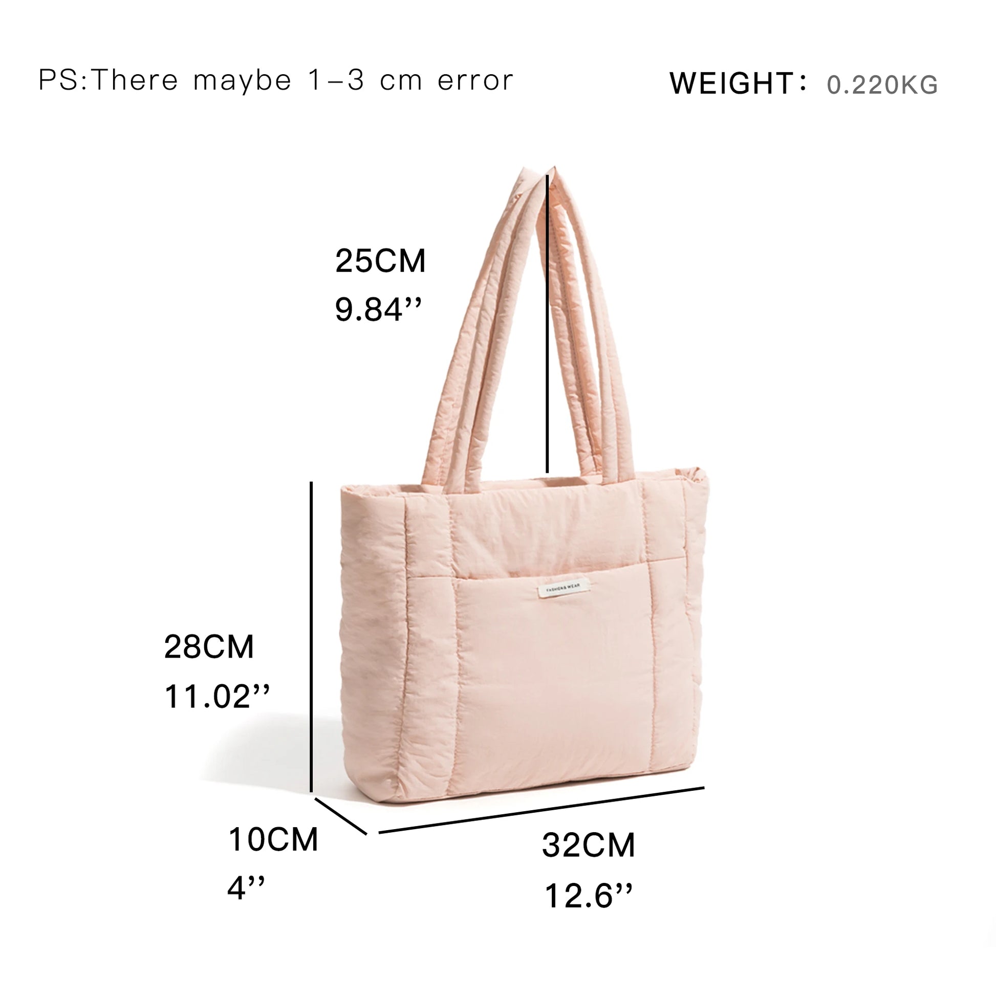 Big Square Cotton Padded Tote Bag Quilting Puffy Shoulder Shopper Purse Simple Winter Daily Handbag - Vennus