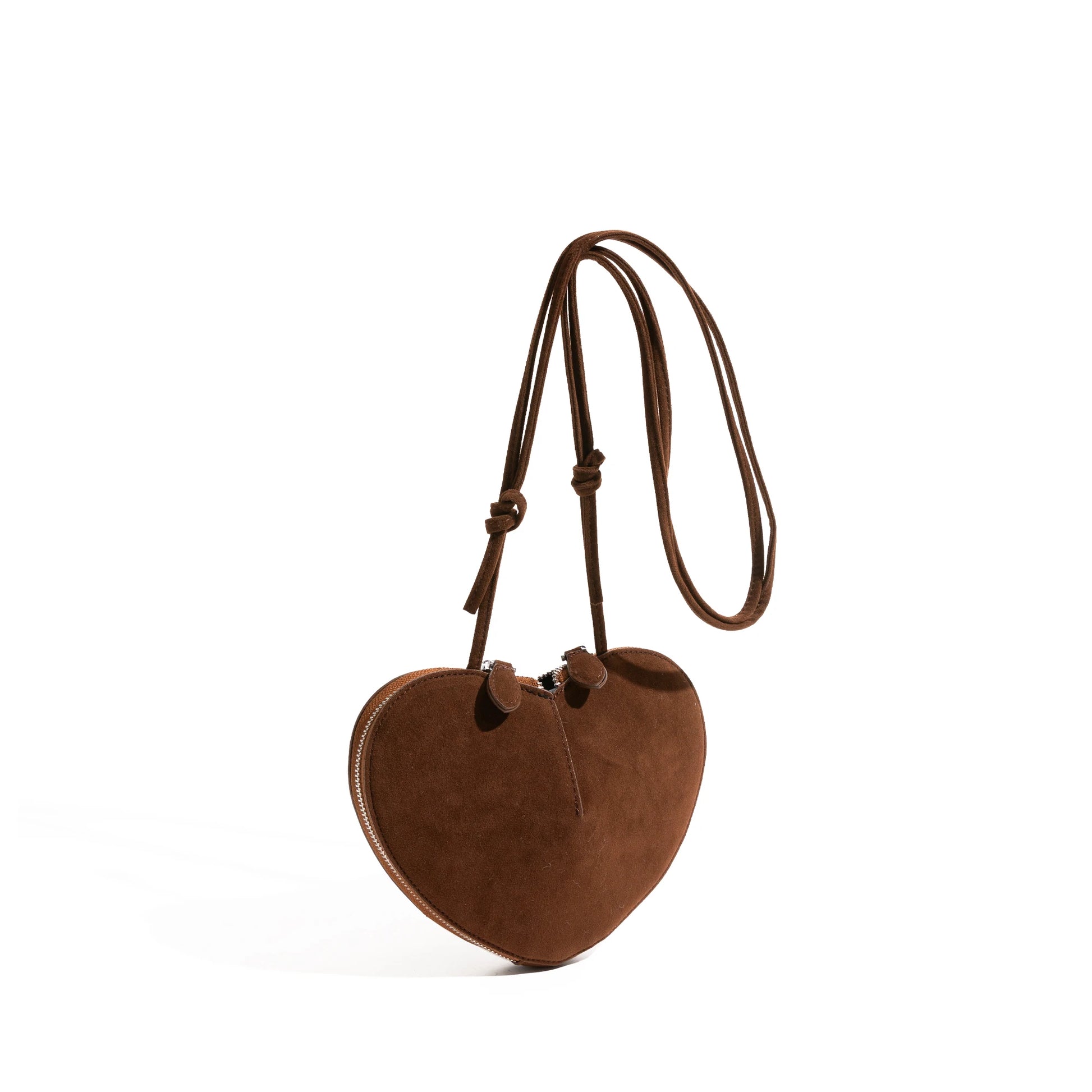 Faux Suede Vintage Heart Shape Crossbody Bag  Bohemian Fashion Purse Luxury Casual Small Phone Bag - Vennus