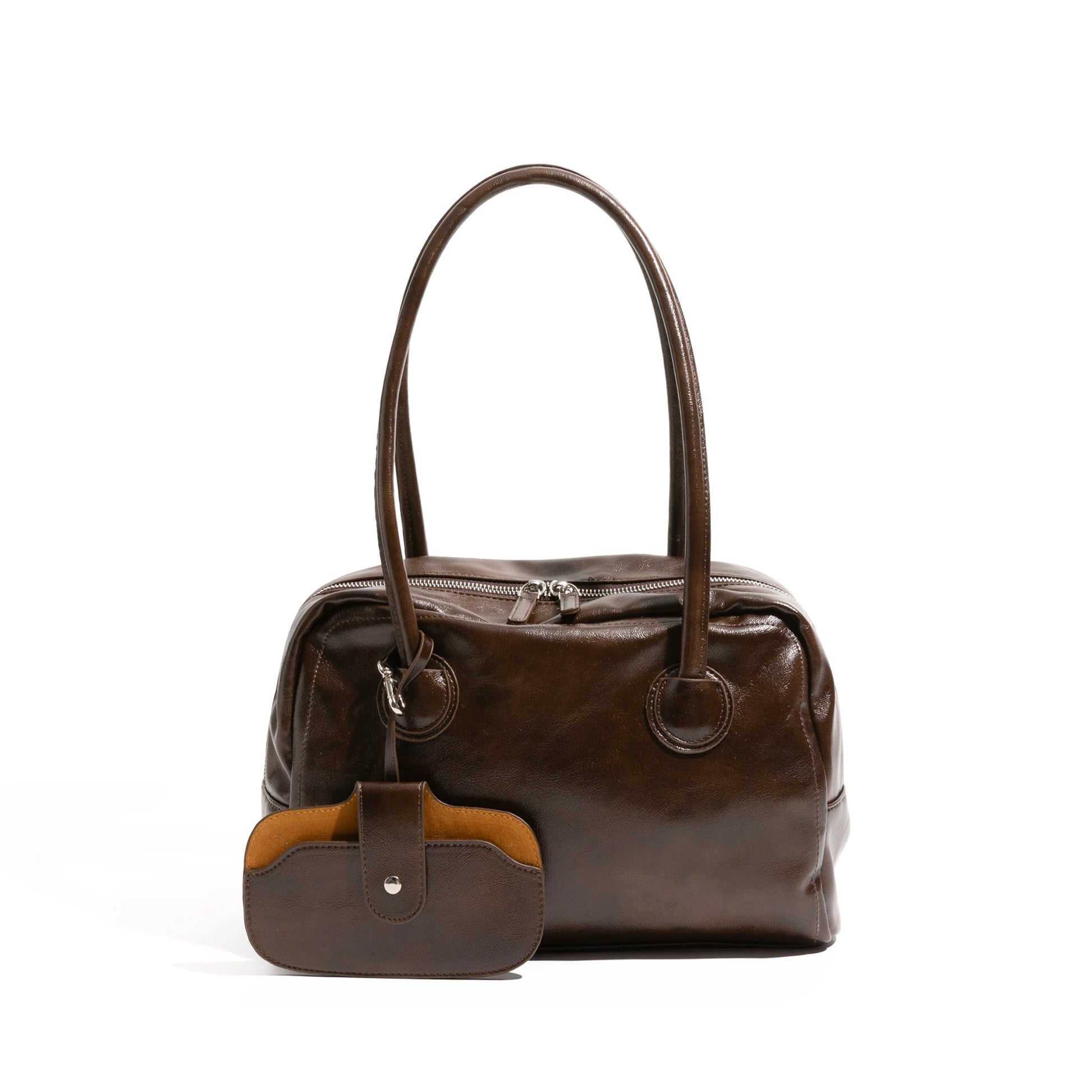 Retro PU Leather Bowling Square Tote Luxury Design Stylish Underarm Shoulder Purse - Vennus