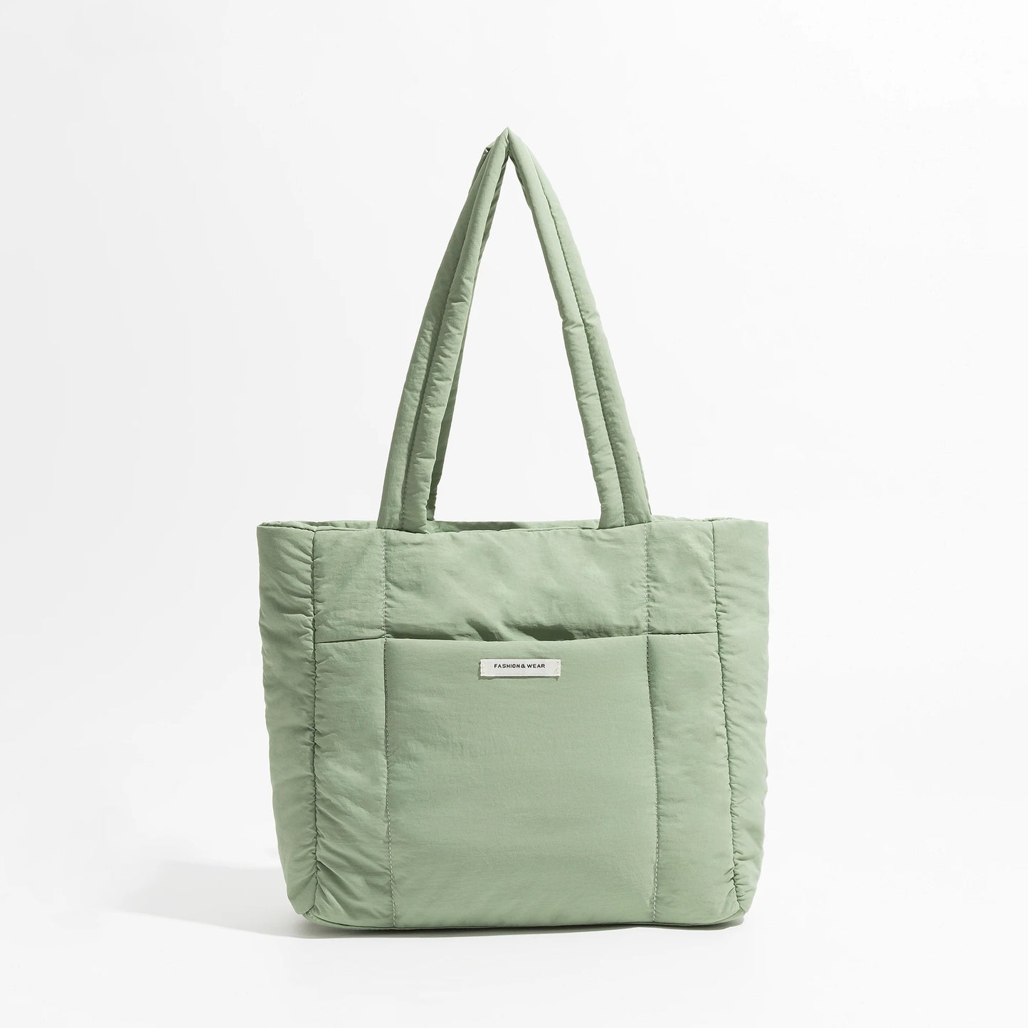 Big Square Cotton Padded Tote Bag Quilting Puffy Shoulder Shopper Purse Simple Winter Daily Handbag - Vennus