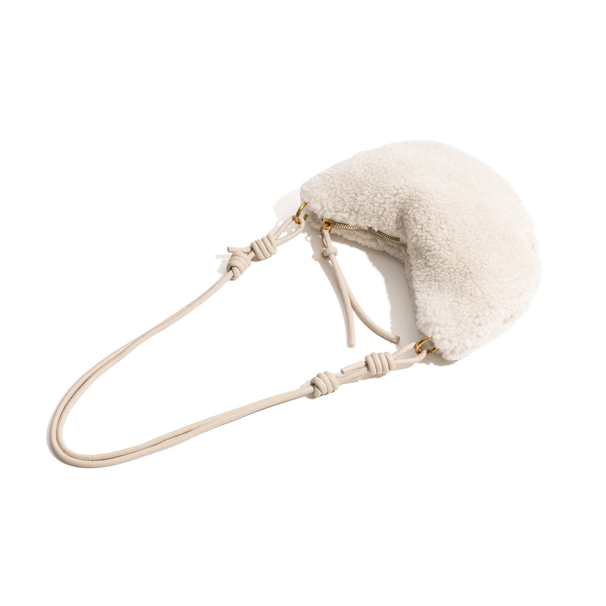 Lamb Fabric Half Moon Shoulder Phone Purse Knot Strap Stylish - Vennus