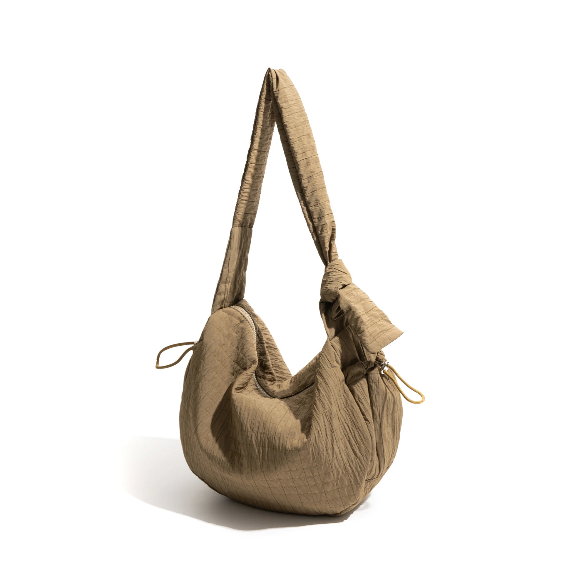 Nylon Pleated Knot Crossbody Phone Bag Lightweight Casual Satchel with Drawstring Pocket - Vennus
