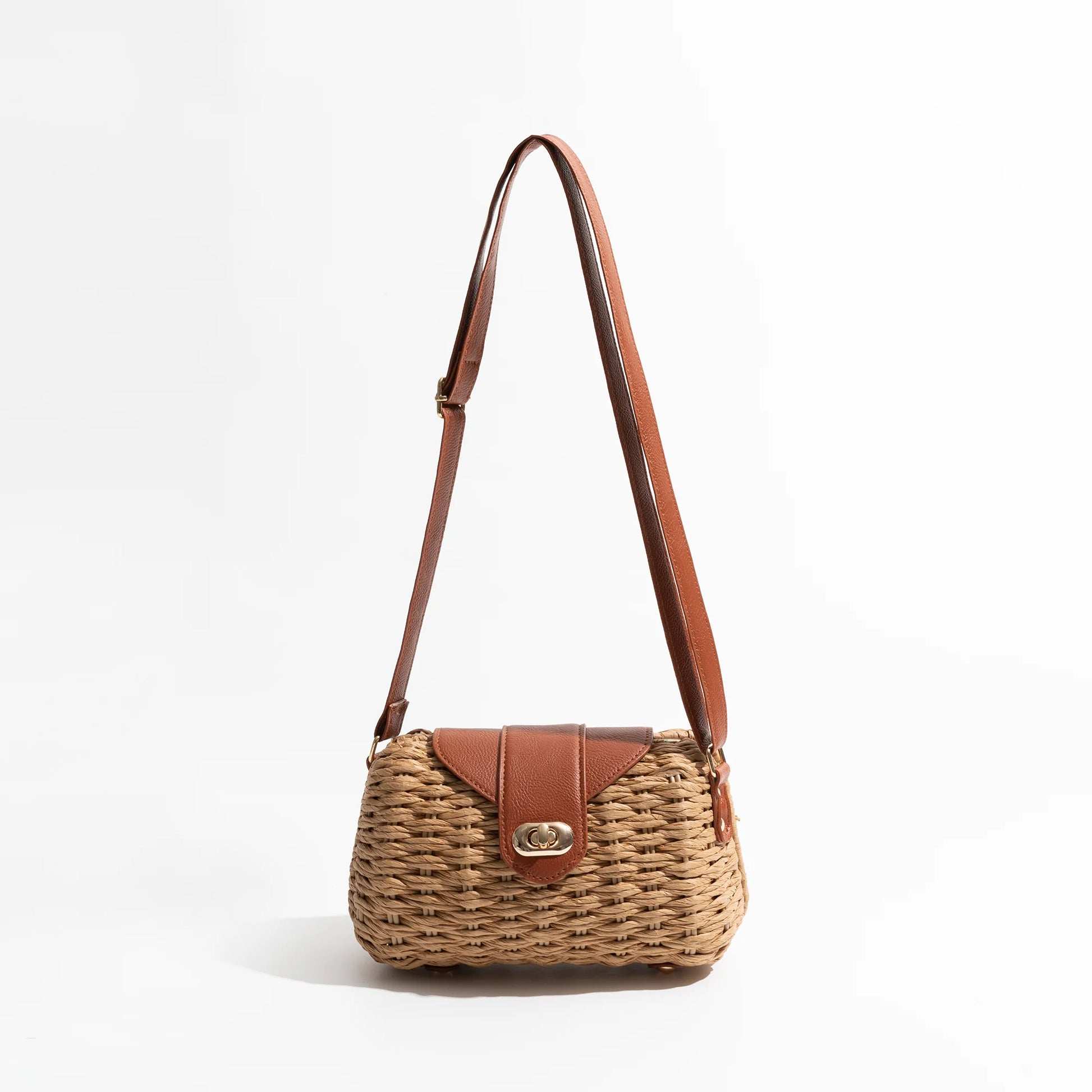 Straw Woven Crossbody Strap Wallet Retro Beach Shoulder Tote Bag - Vennus