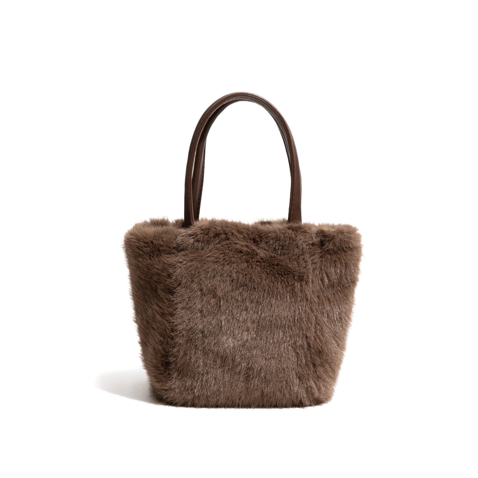 Plush Fluffy Tote Handbag Faux Purse Leather Handle Stylish Crossbody - Vennus