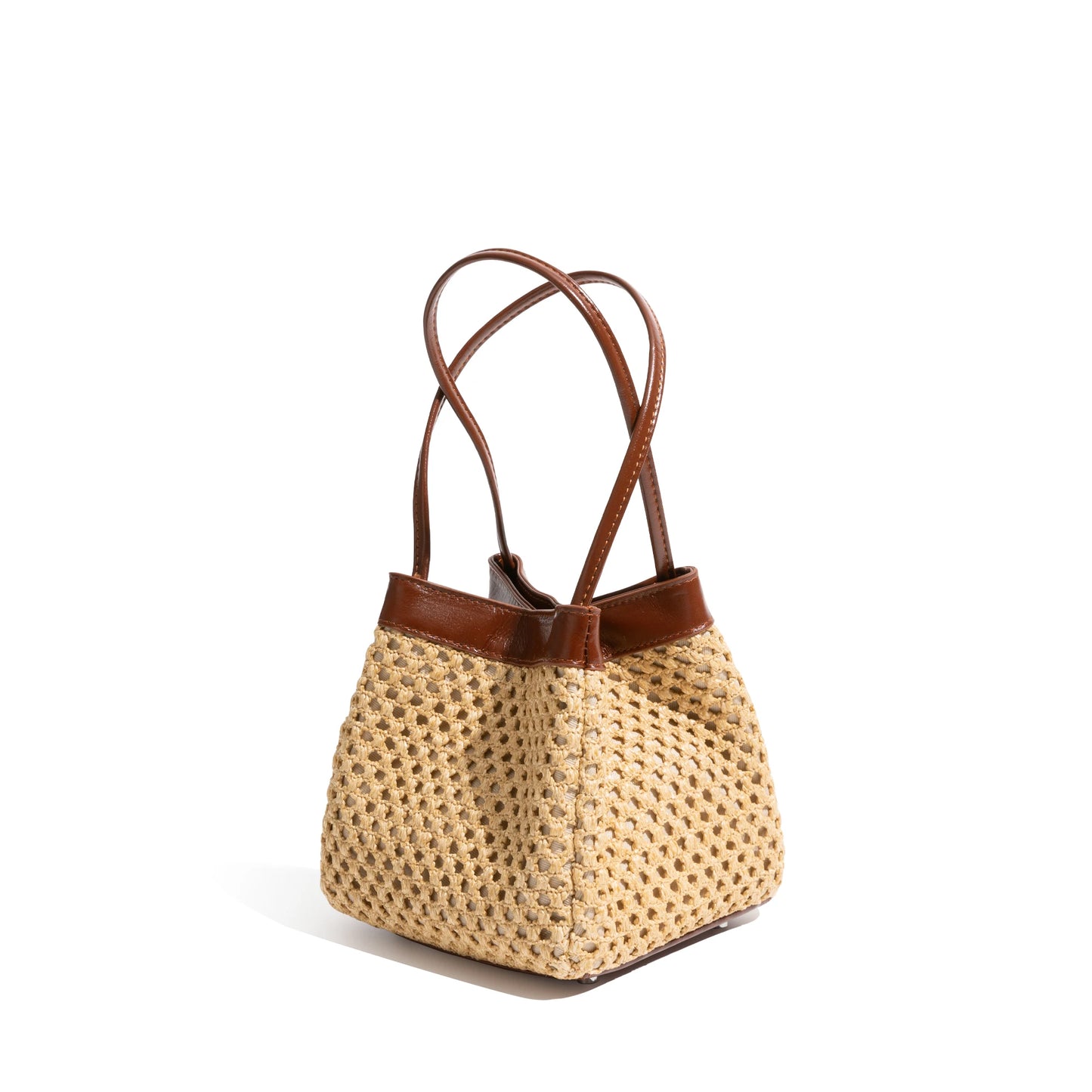 Straw Bucket Bag Handmade Beach Travel Handbag Shoulder Bag Crossbody Bohemia Medium Purse - Vennus