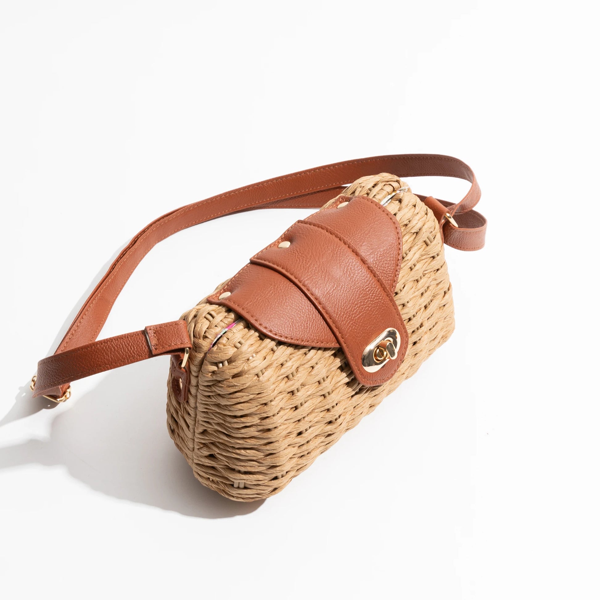 Straw Woven Crossbody Strap Wallet Retro Beach Shoulder Tote Bag - Vennus