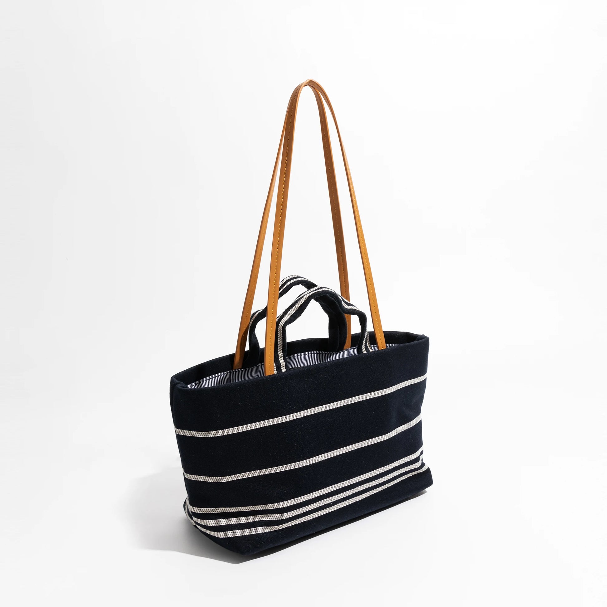 Vintage Striped Canvas Tote Handbag Rectangular Travel Simple Fashion Shoulder Large Bag Purse - Vennus