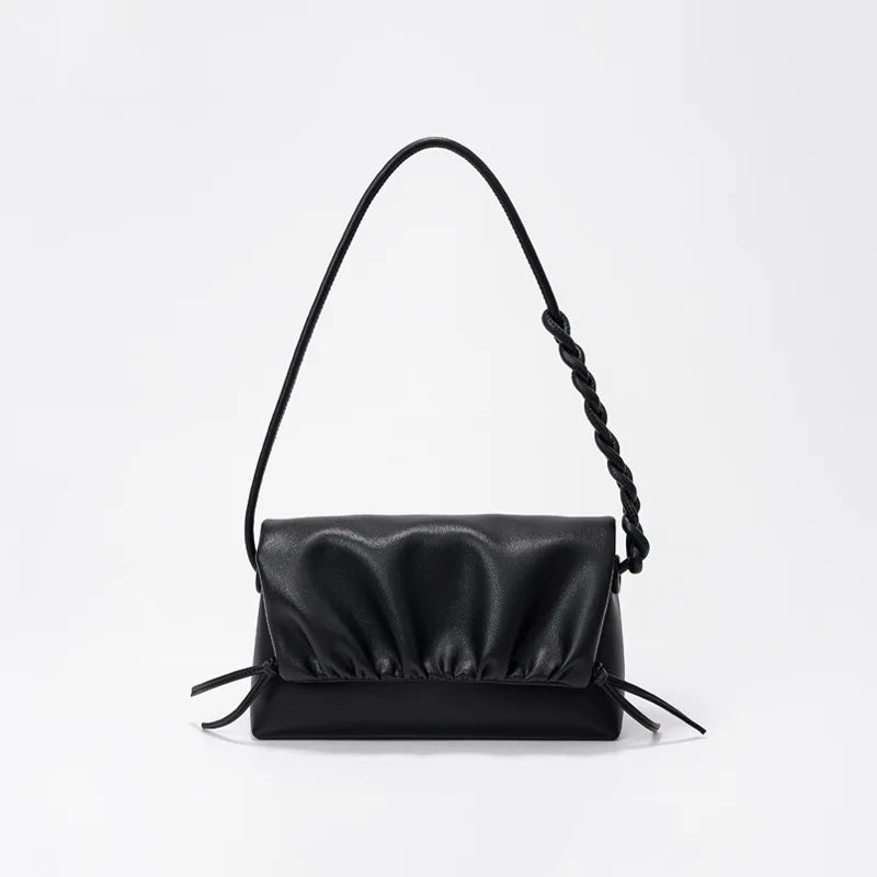 Pleated Fashion Tote Genuine Leather Luxury Design Crossbody Purser Shoudler Bag - Vennus