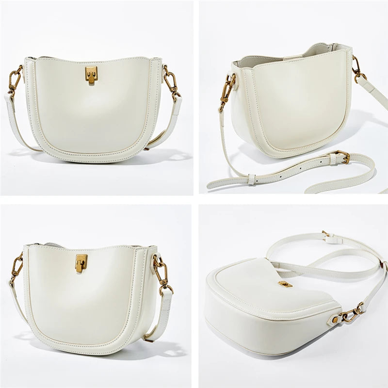Genuine Leather Saddle Shoulder Crossbody Bags - Vennus