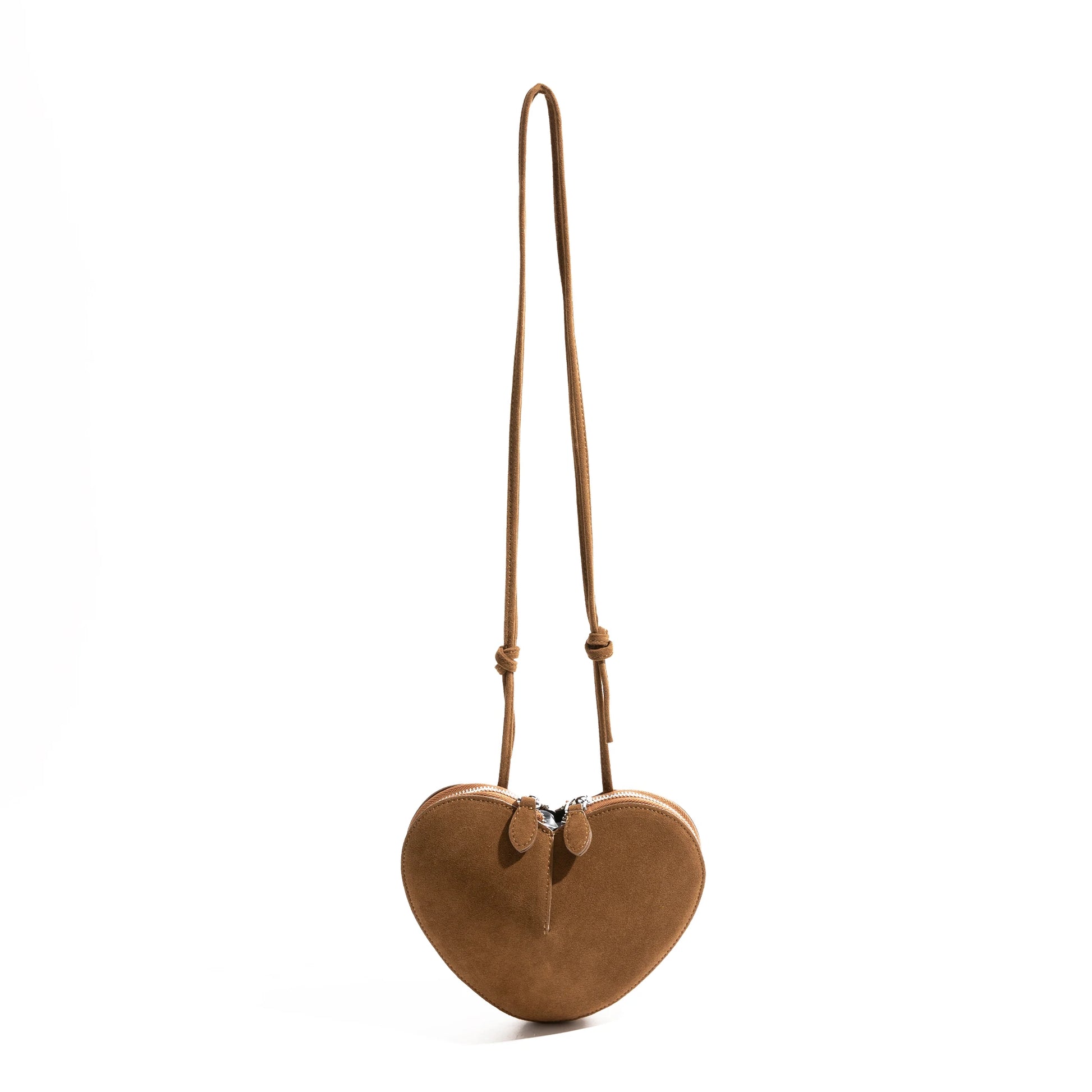 Faux Suede Vintage Heart Shape Crossbody Bag  Bohemian Fashion Purse Luxury Casual Small Phone Bag - Vennus