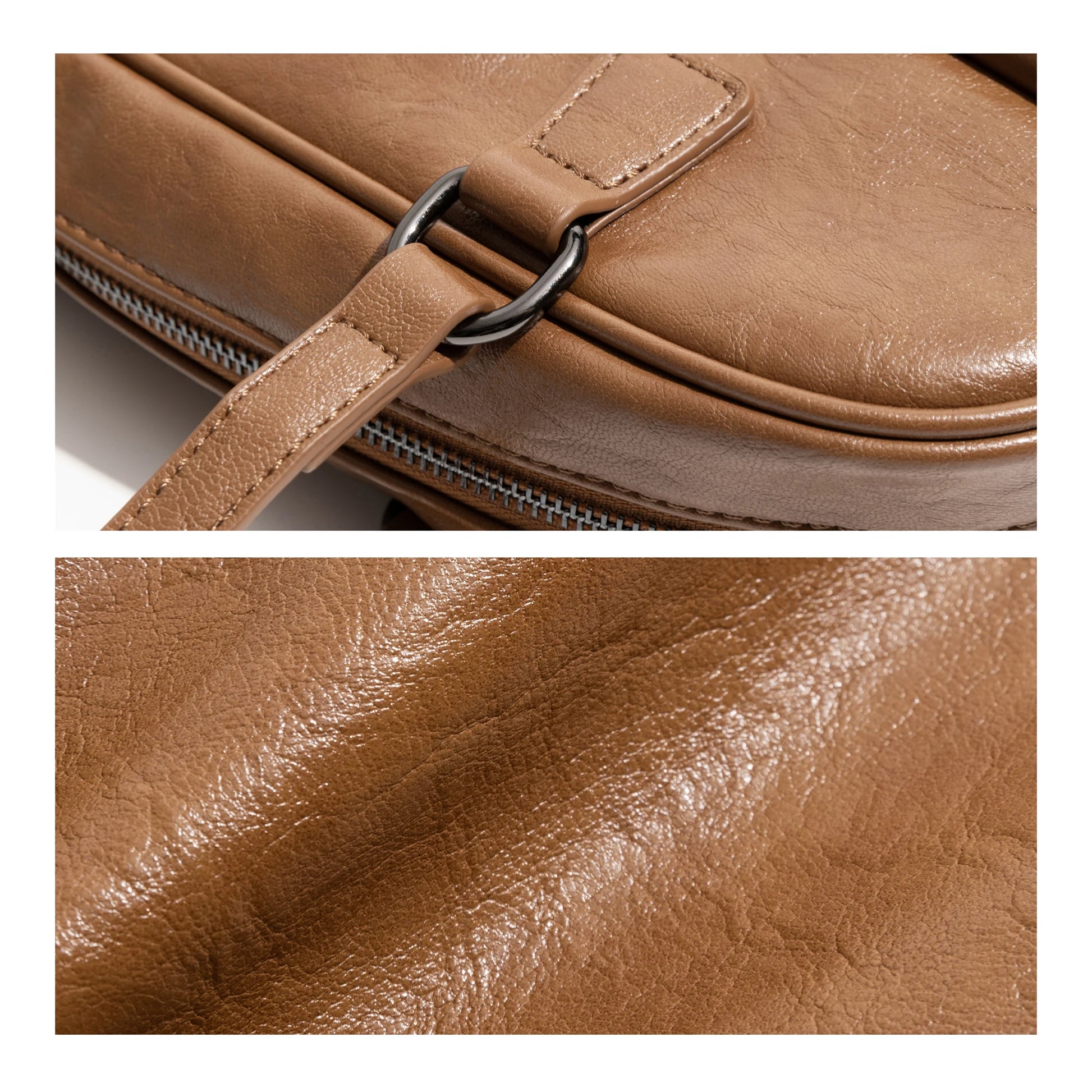 Vintage PU Leather Versatile Bowling Bag Multi-pocket Underarm Shoulder Boston Large Bag - Vennus