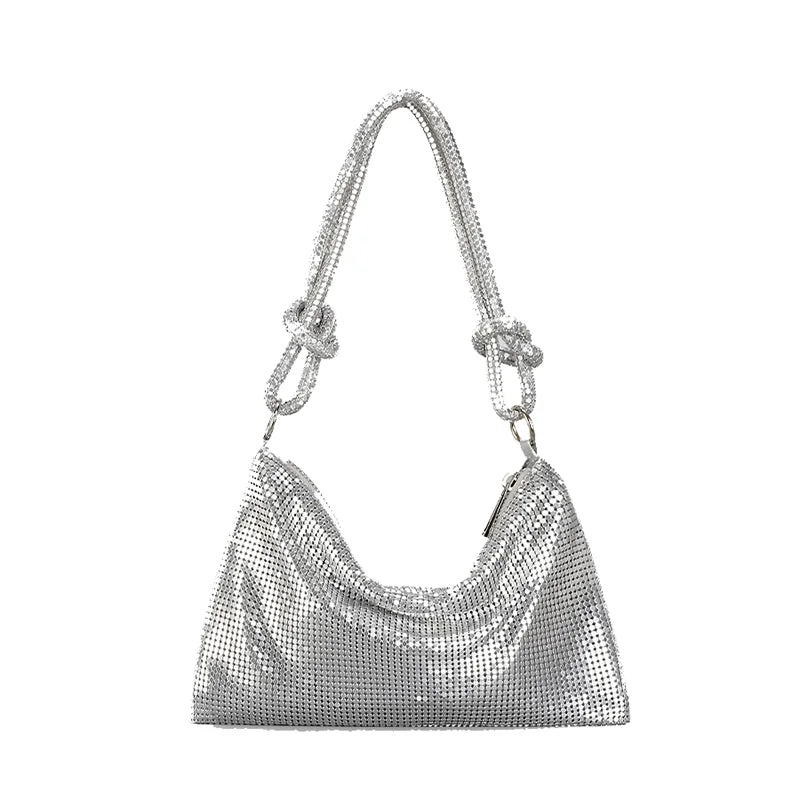 Glossy Metallic Glitter Handbag Luxury Design Delicate Clutch Phone Bag For Party Fashion Underarm Shoulder Purse - Vennus