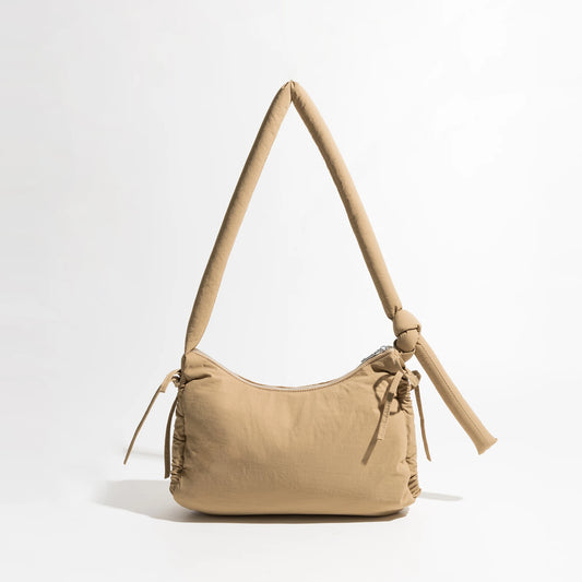 Tassel Puffer Messenger Solid Knoted Handle Cotton Sling Crossbody Purse Simple Elegant Girl's Hobo Pack - Vennus