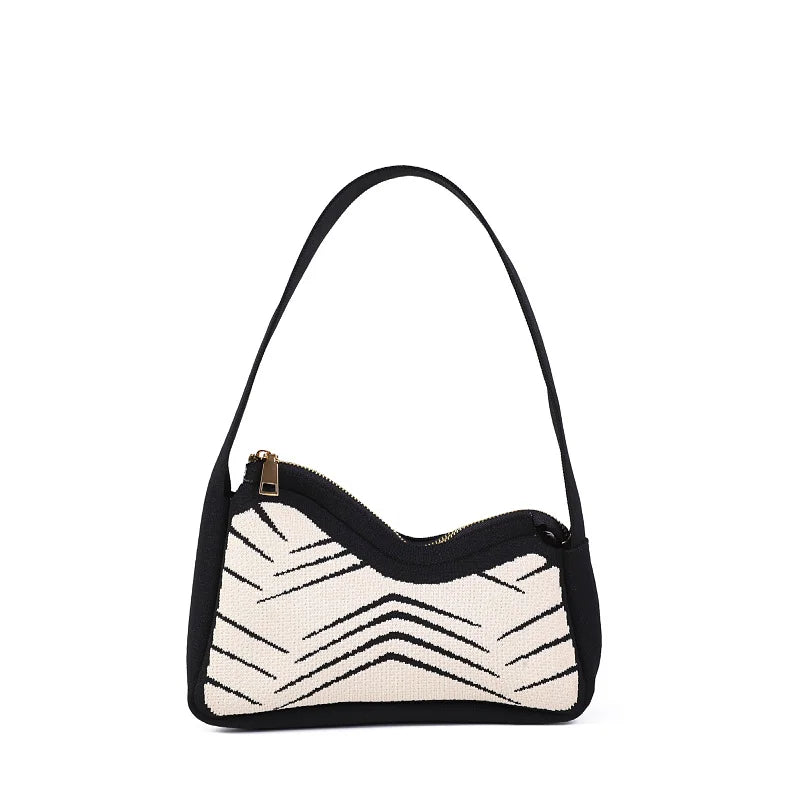 Striped Underarm Hobo Handbag Phone Luxury Design Shoulder Purse Ladies Shopping Satchel Small Bag - Vennus