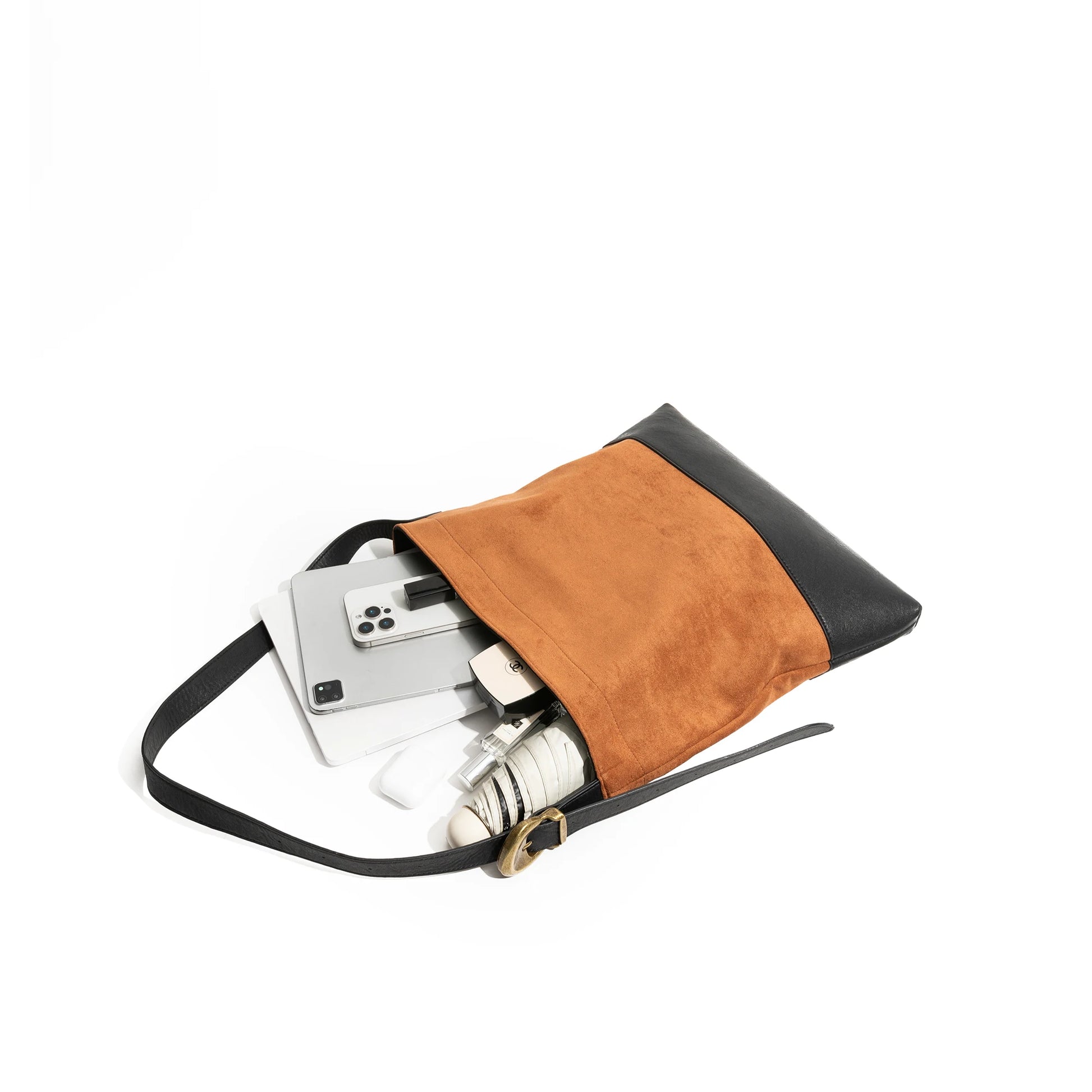 Autumn Vintage Faux Suede Tote Bag Adjustable Shoulder Strap Crossbody Bag in Retro Style - Vennus