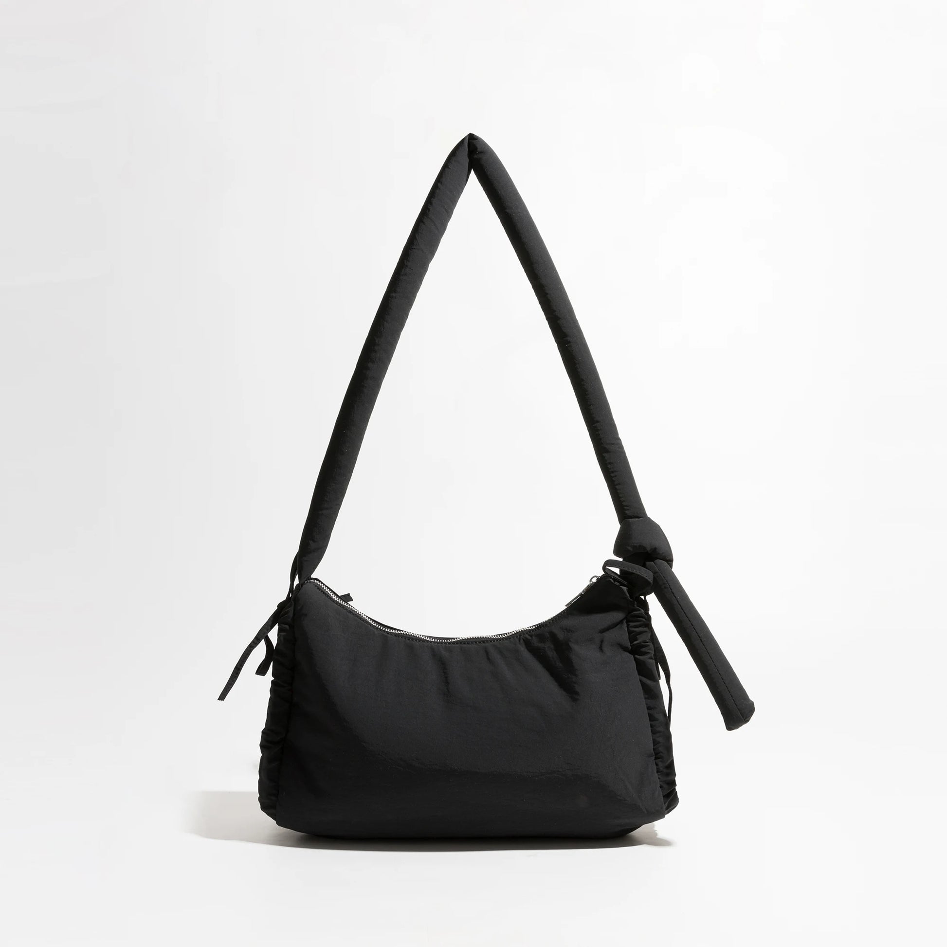 Tassel Puffer Messenger Solid Knoted Handle Cotton Sling Crossbody Purse Simple Elegant Girl's Hobo Pack - Vennus