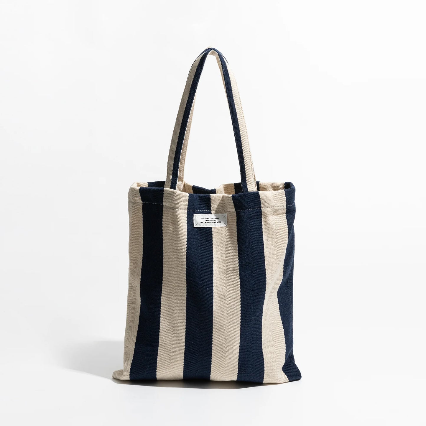 Canvas Tote Bag Lightweight Soft Casual Travel Shoulder Summer Striped Shopping Handbag - Vennus