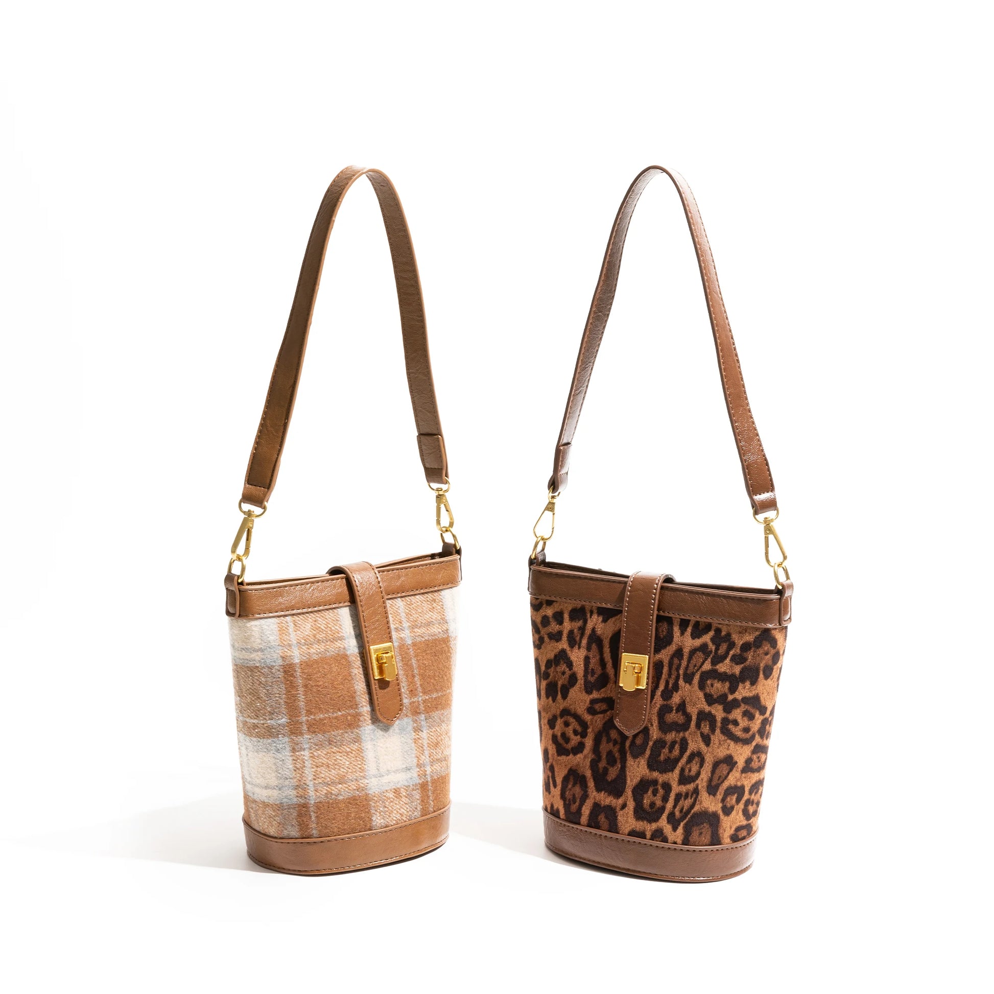 Retro Leopard Print Messenger Bucket Casual Shoulder Bag - Vennus